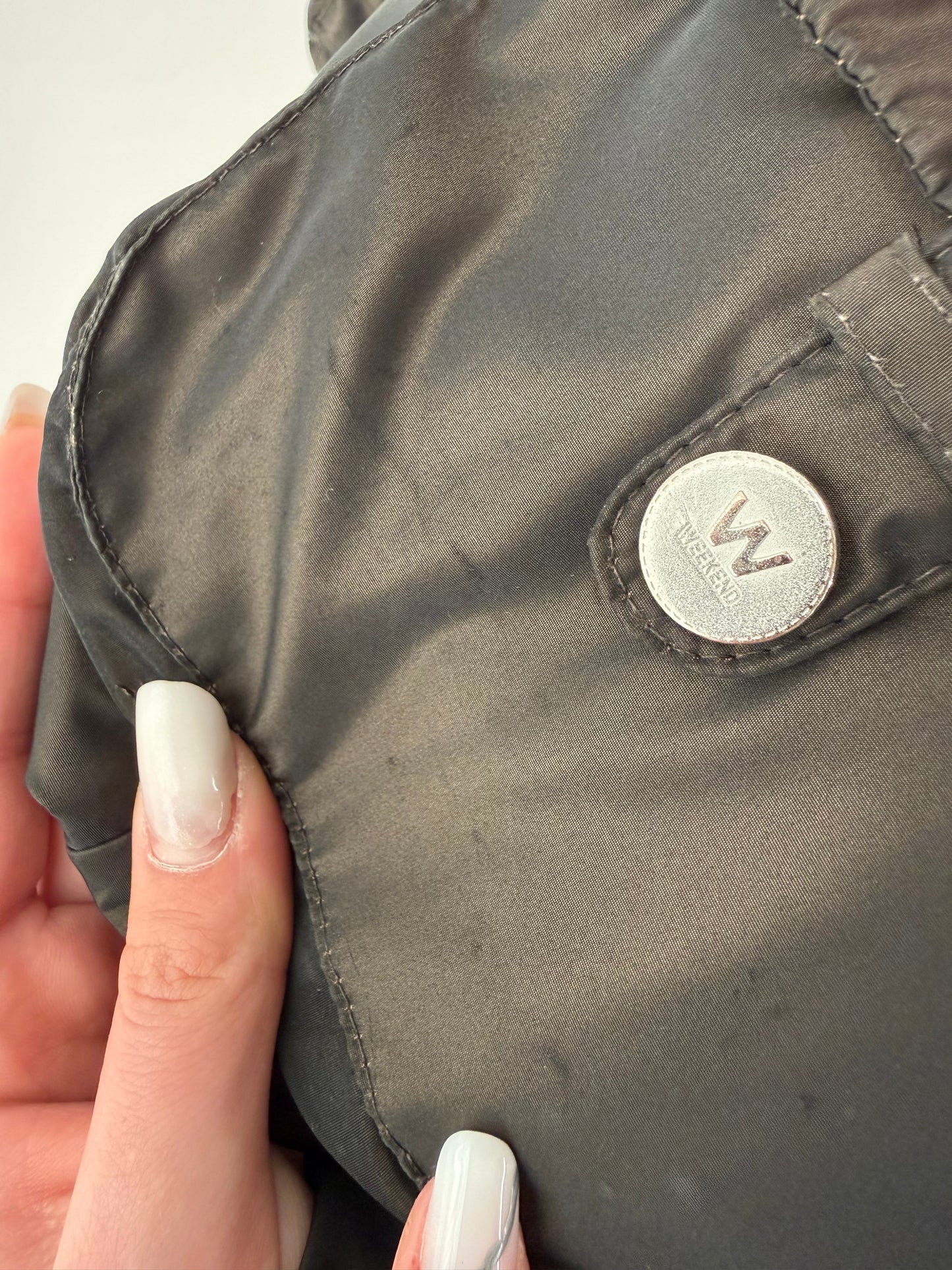 Geacă subțire Max Mara cu talie marcată reglabilă din material impermeabil