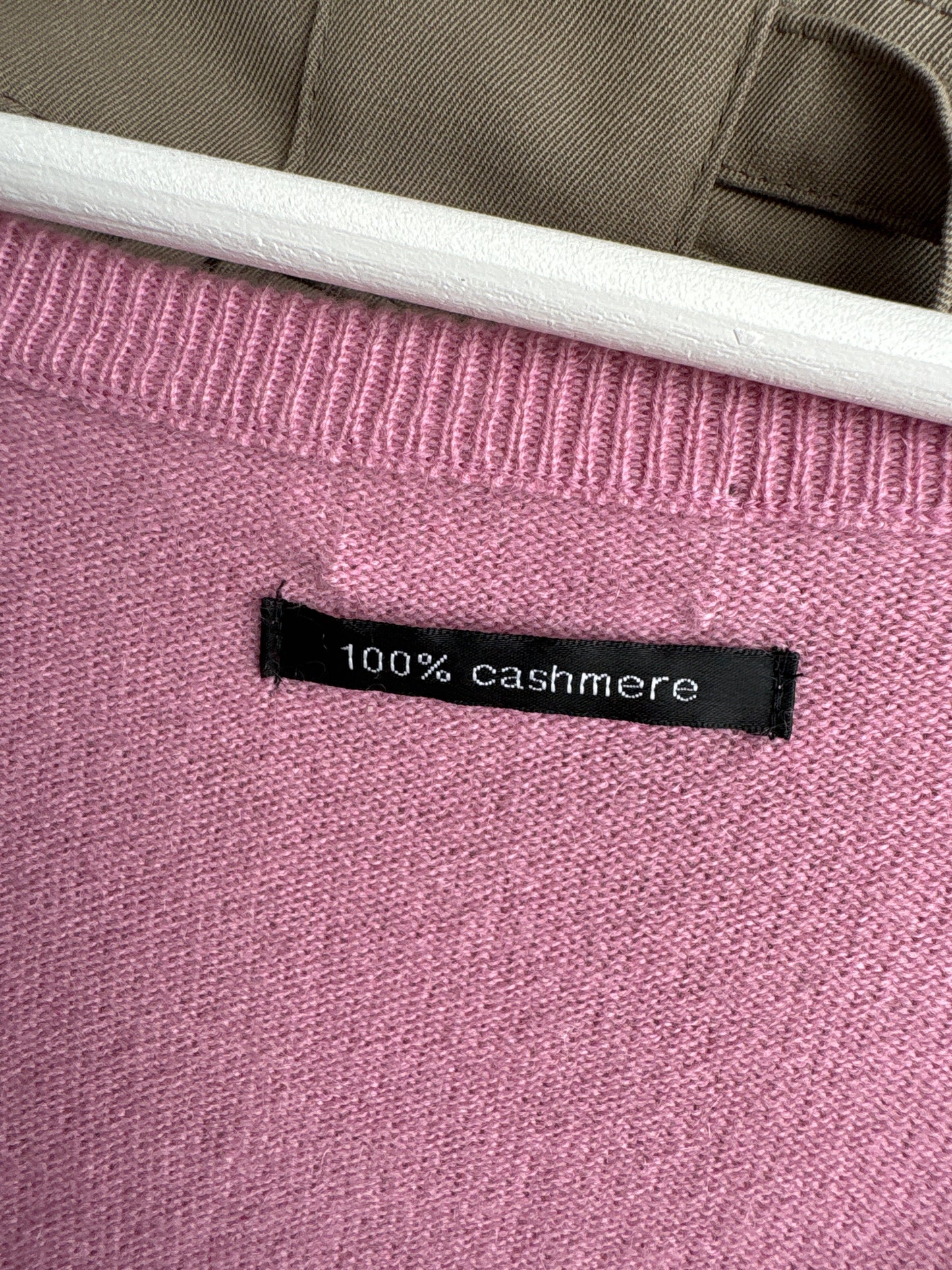 Puloveras din cașmir cu manșete ultra înalte powder Pink și mânecă 3/4