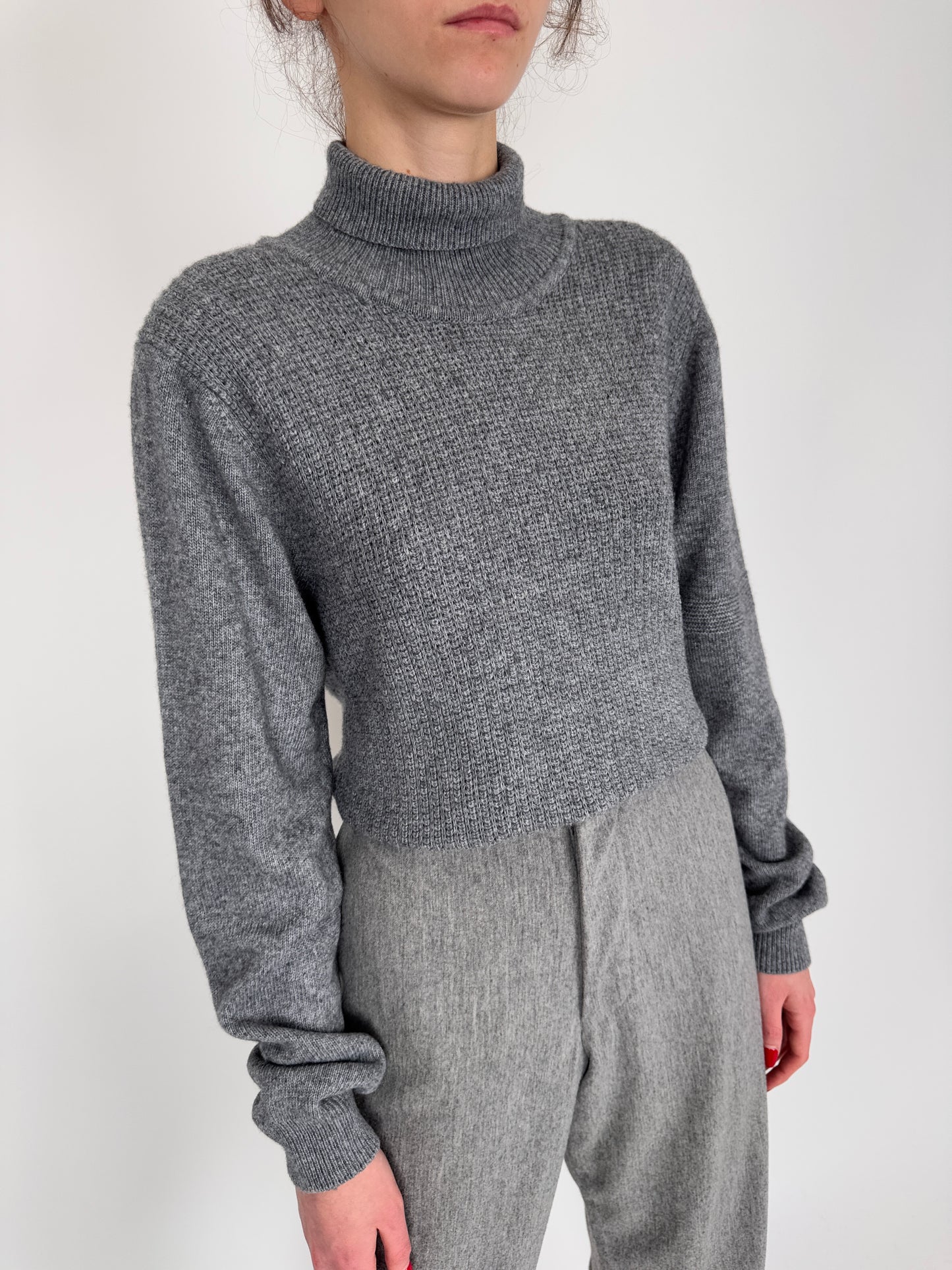 Maleta din lana merino extrafina multiply texturata pebble gray
