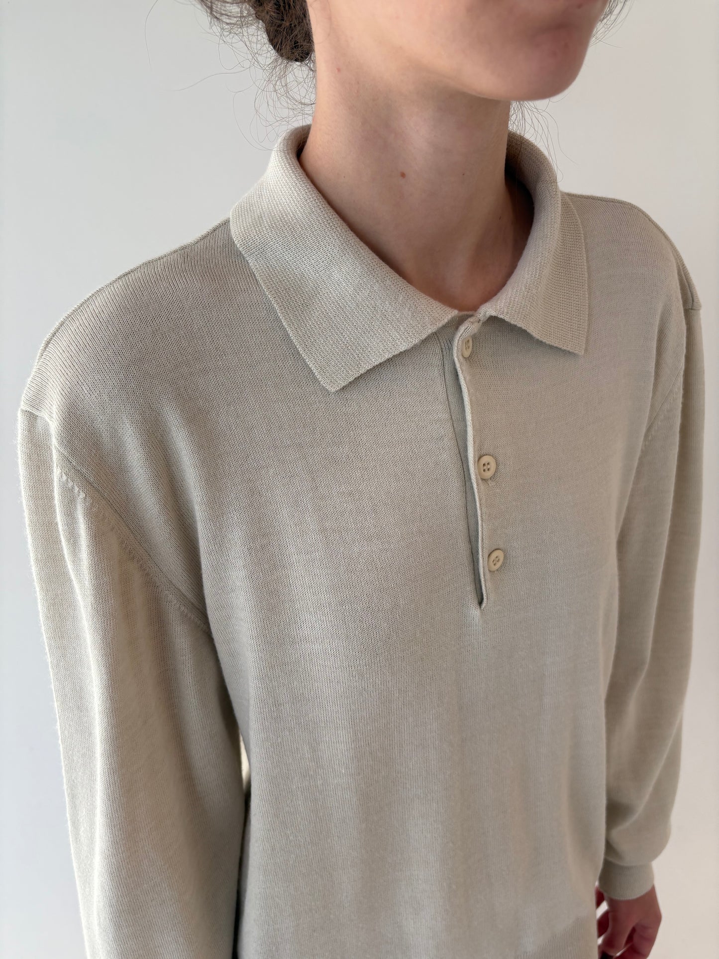 Pulover polo italian off white din lana merino extrafina multiply