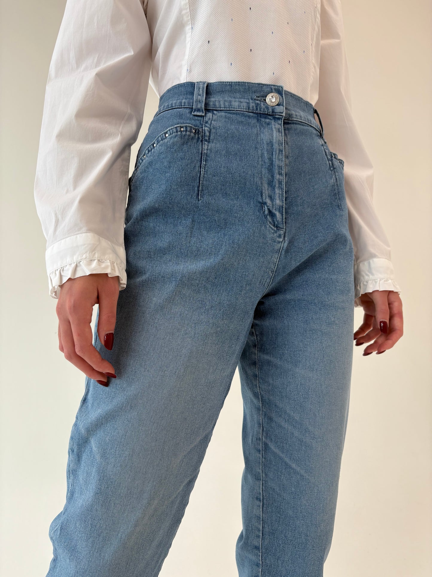 Jeans vintage petite ultra modelator confort cu talie înaltă