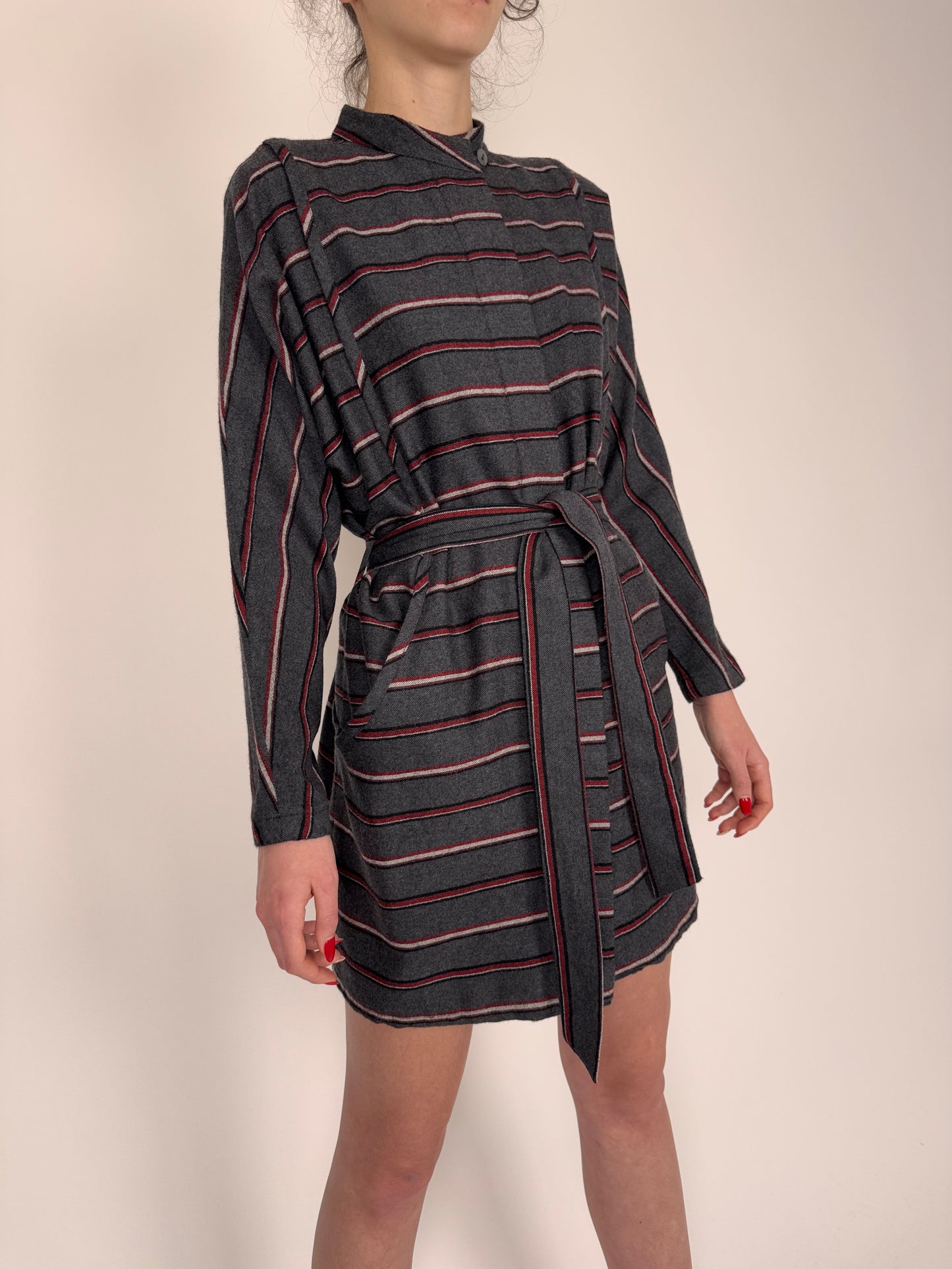 Rochie vintage cu talie reglabilă din stofă de lana extrafina