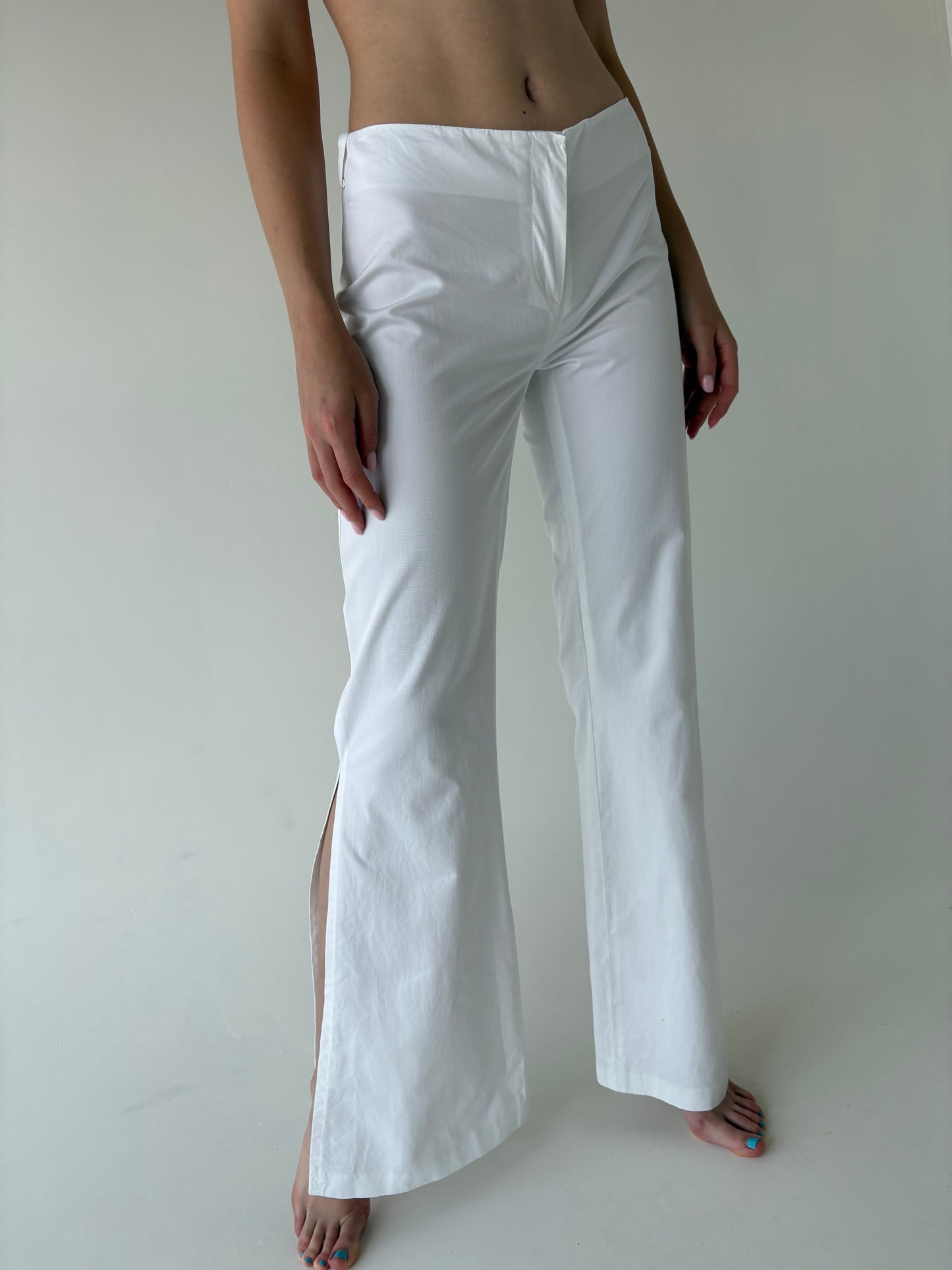 Pantaloni tall italienești evazați cu șliț