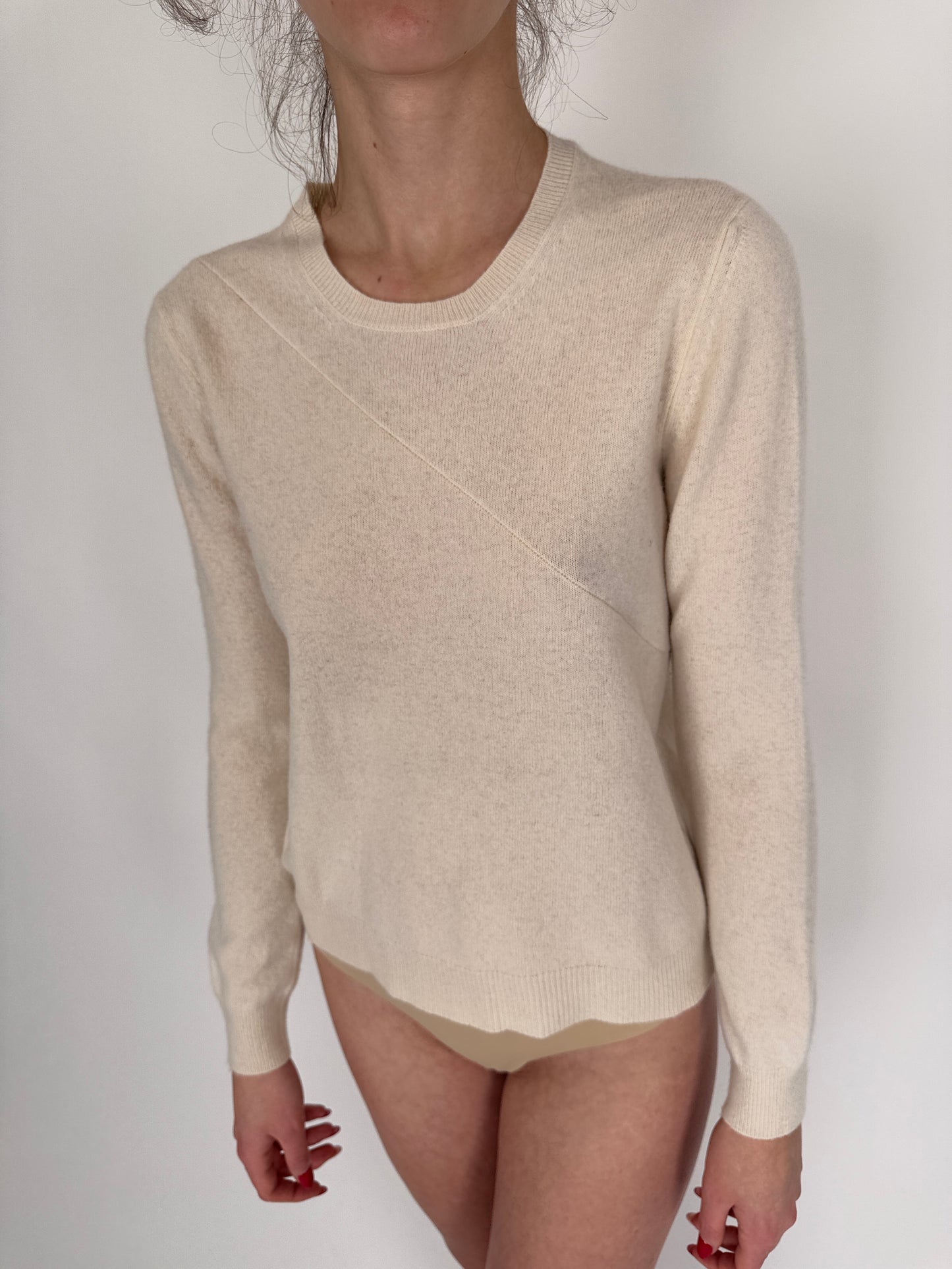 Pulover ivoire de brand premium italian din lana merino extrafina