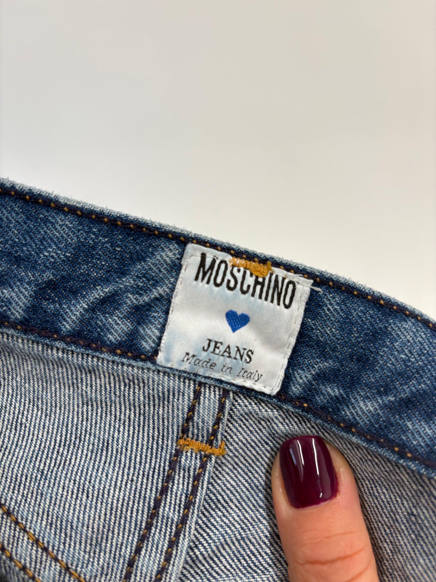 Jeans luxury Moschino petite cu talie ultra înaltă