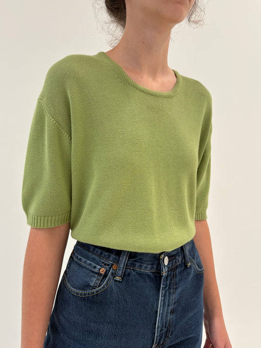 Top seaweed green din jerse de gramaj mare din mix de lana extrafina