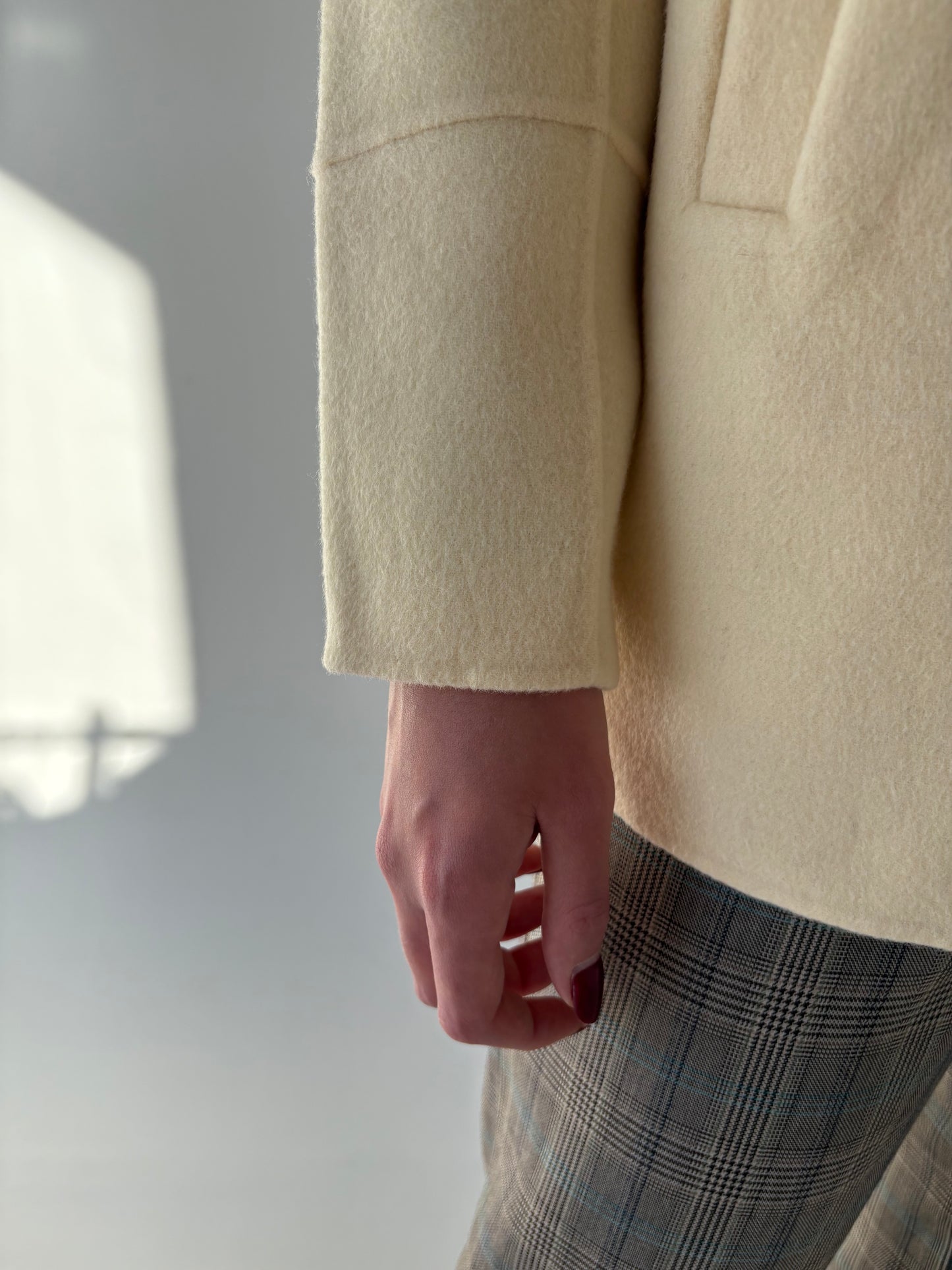 Paltonas luxury italian butter nude din stofă excepțională cu 2 fete de lana