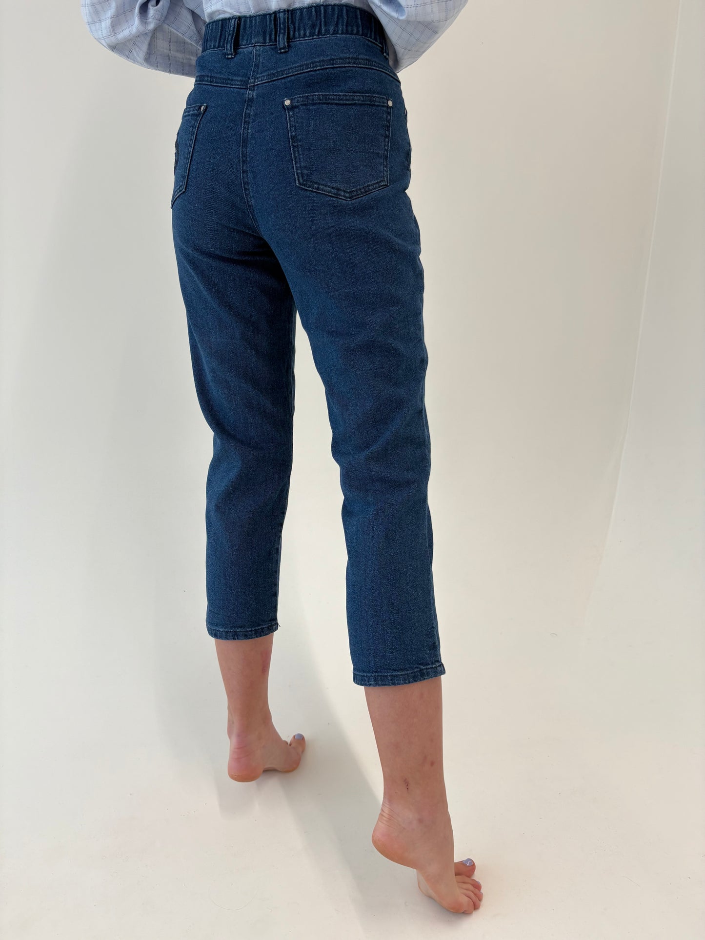 Jeans vintage petite modelator classic wash cu talie înaltă