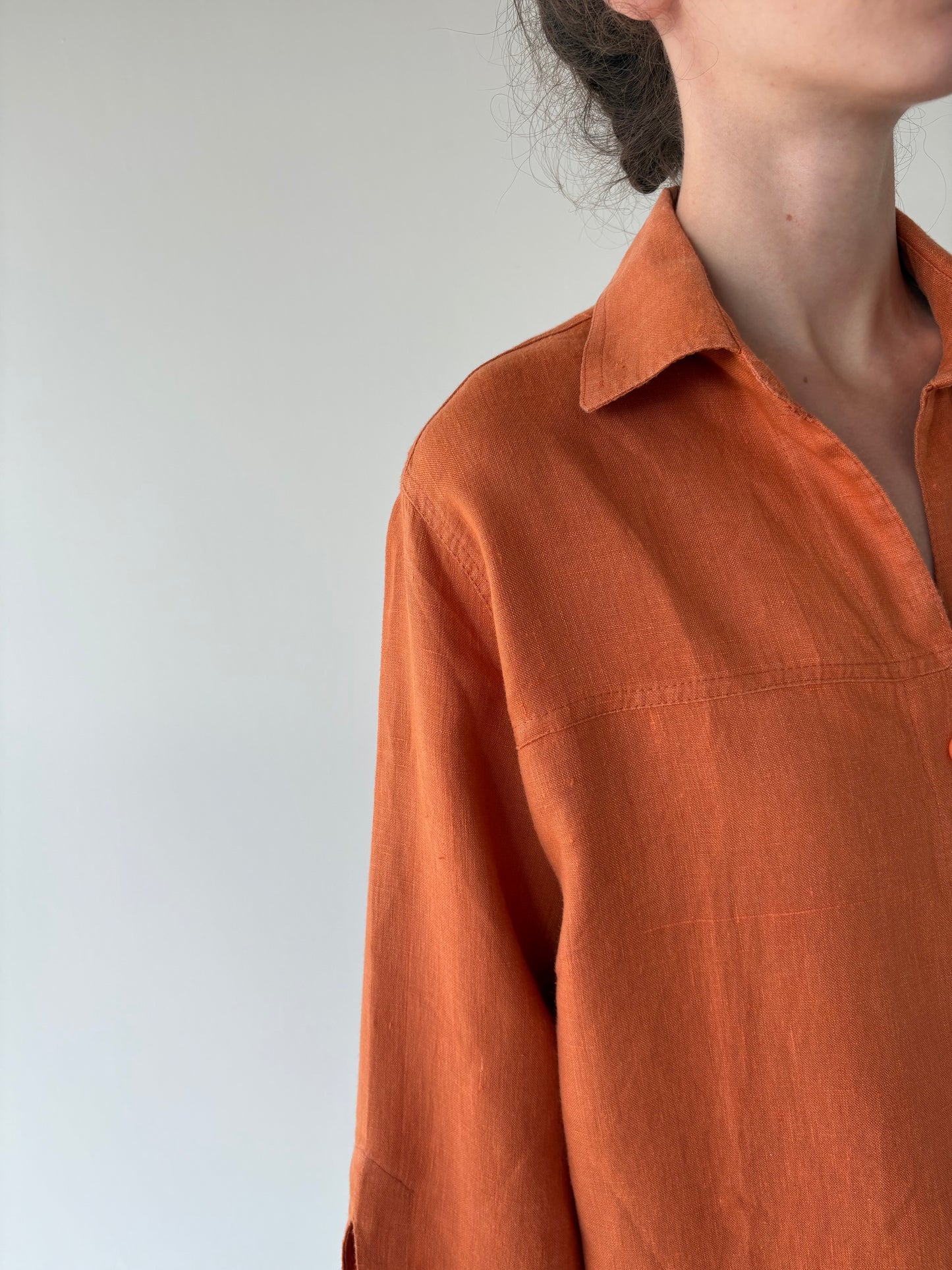 Cămașa din in premium jasper orange