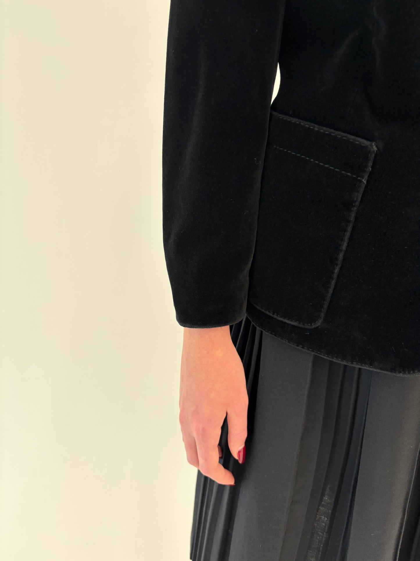 Sacou premium petite negru din catifea plină excepțională de bumbac