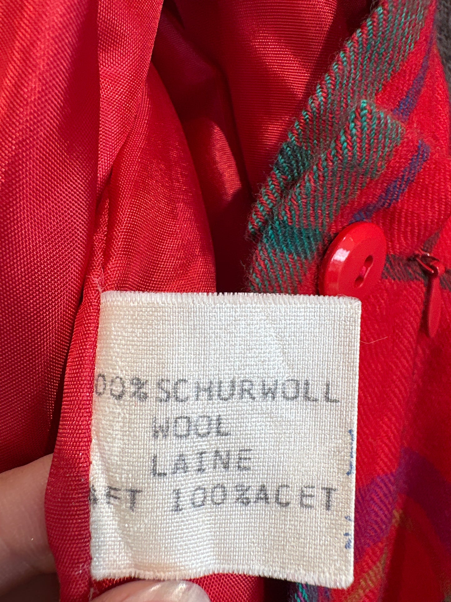 Fustă vintage din Tartan de lana în culori tari cu talie ultra înaltă marcată