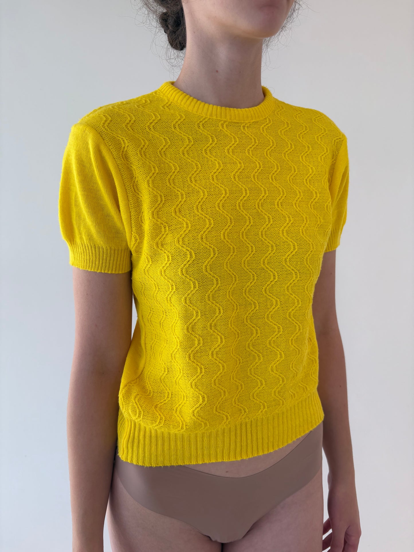 Top vintage din jerse de mix de lana extrafina