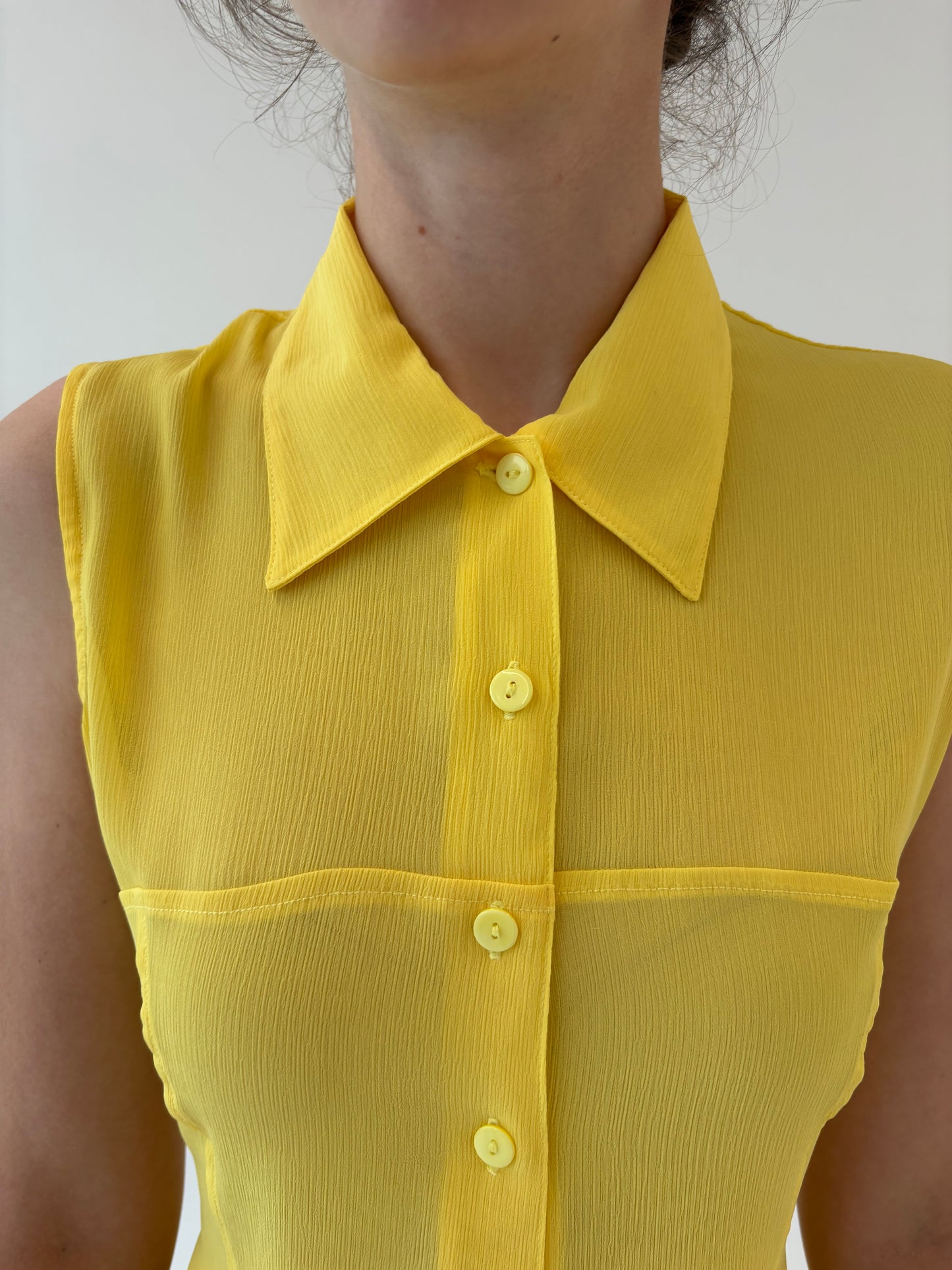 Cămașa cambrata no iron 50% mătase naturală lemon yellow