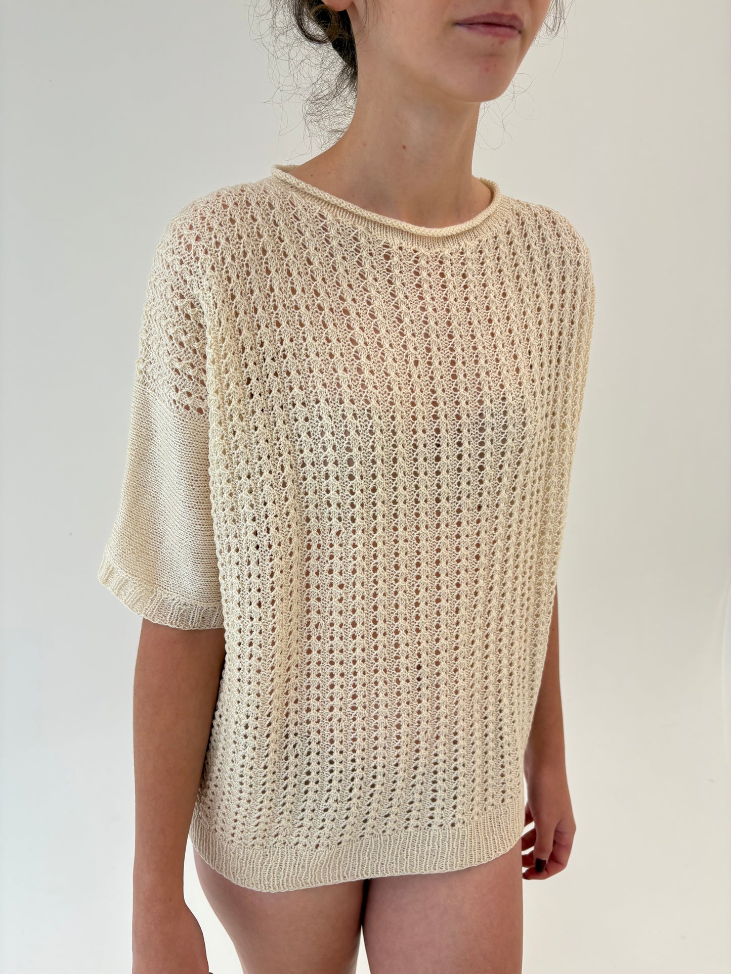 Top vintage butter nude lucrat manual din lana extrafina