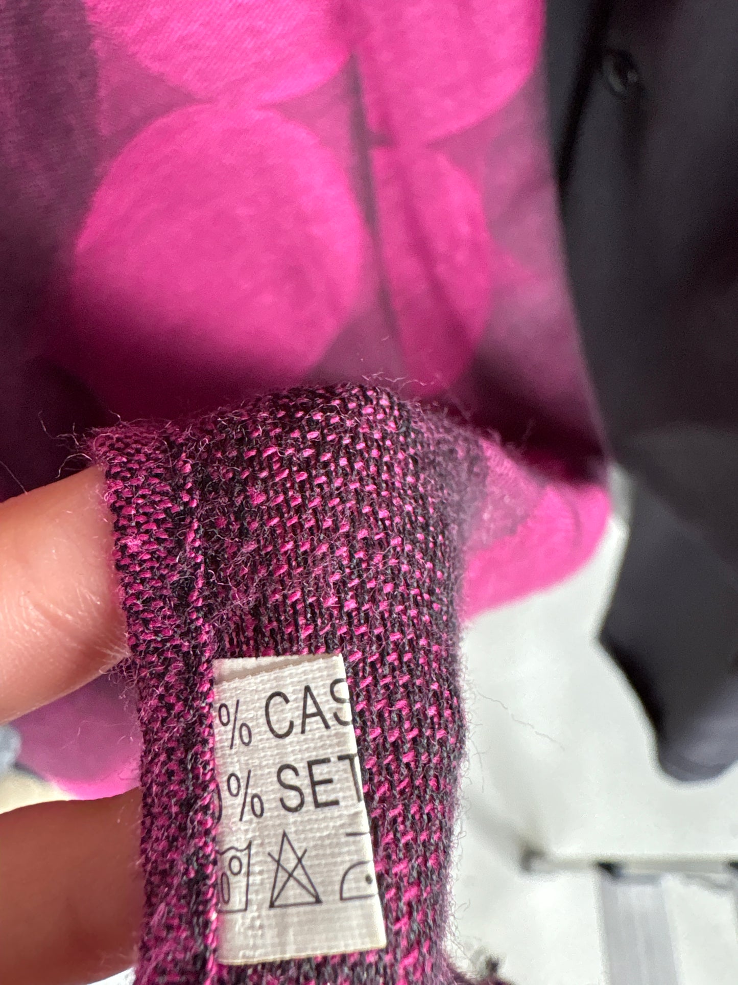 Sal XXL din cașmir și mătase naturală cu fucsia