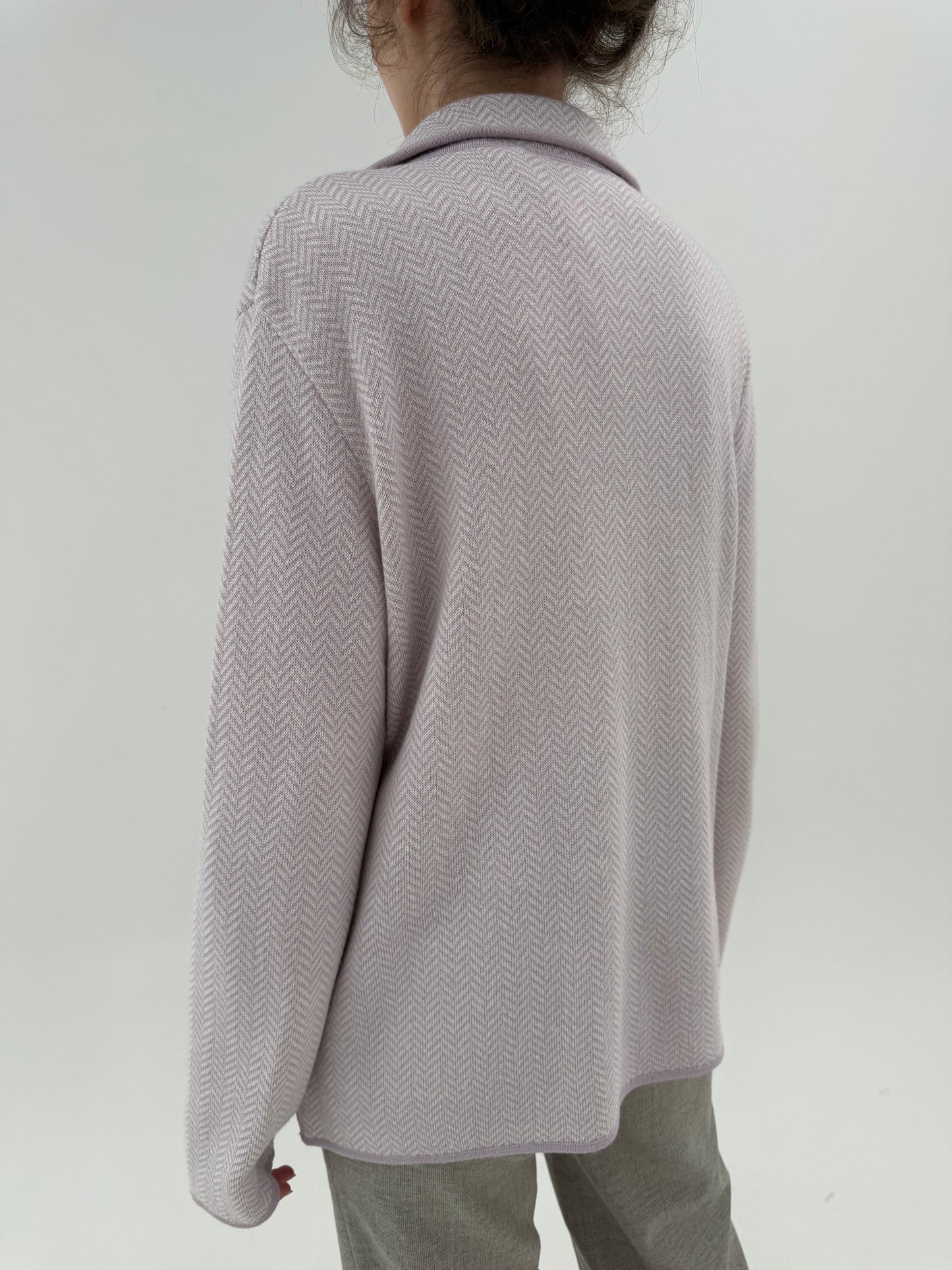 Sacou din tricot de lana merino extrafina de gramaj mare în culori pudrate