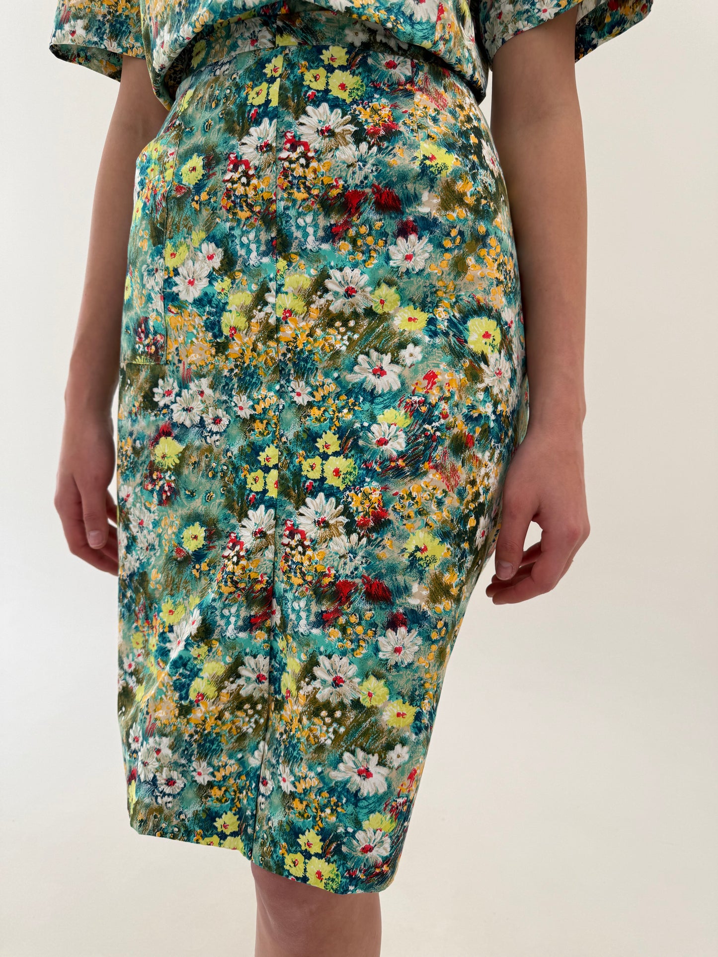 Deux piece vintage din poplin excepțional de bumbac cu print floral