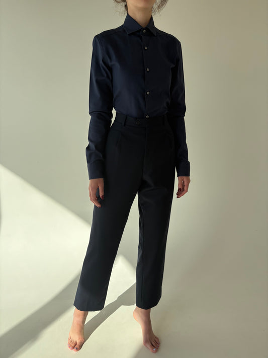 Pantaloni super premium italienești din lana extrafina pura certificată cu pense