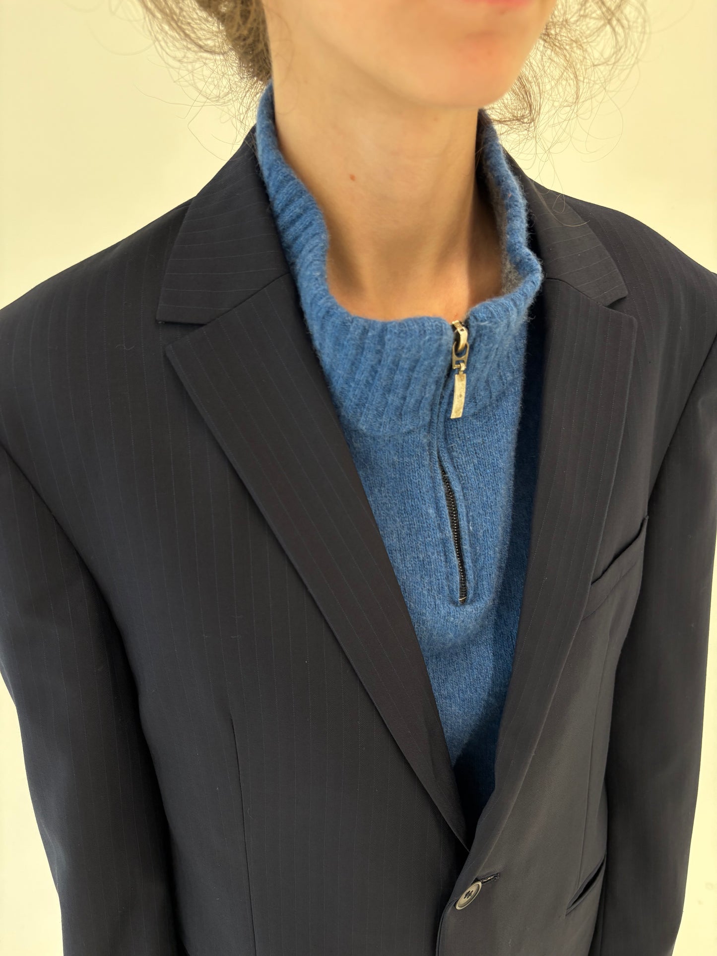 Costum în croi actual din lana extrafina tall Navy blue