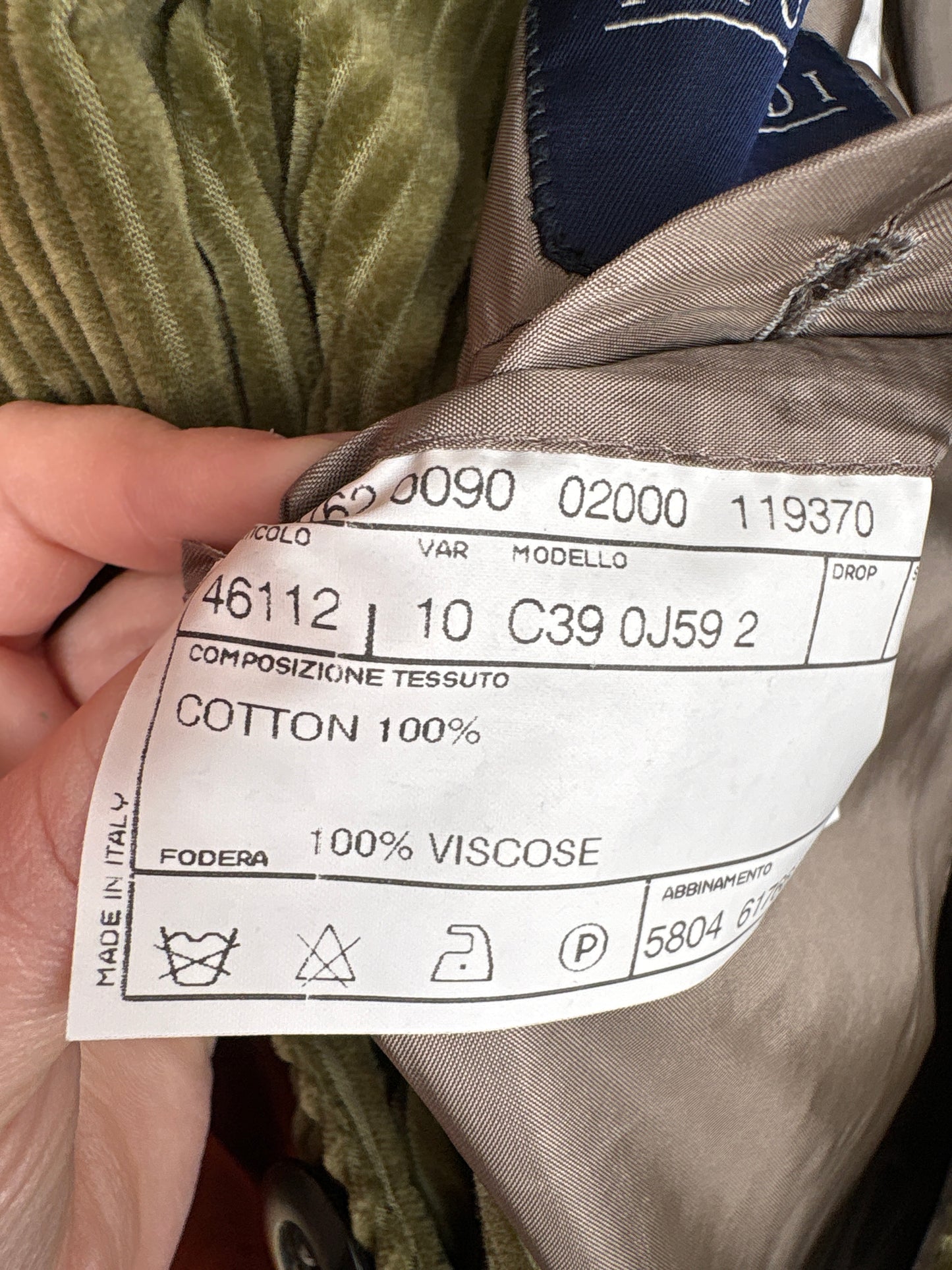 Sacou luxury Trussardi sea weed green din catifea in croi actual