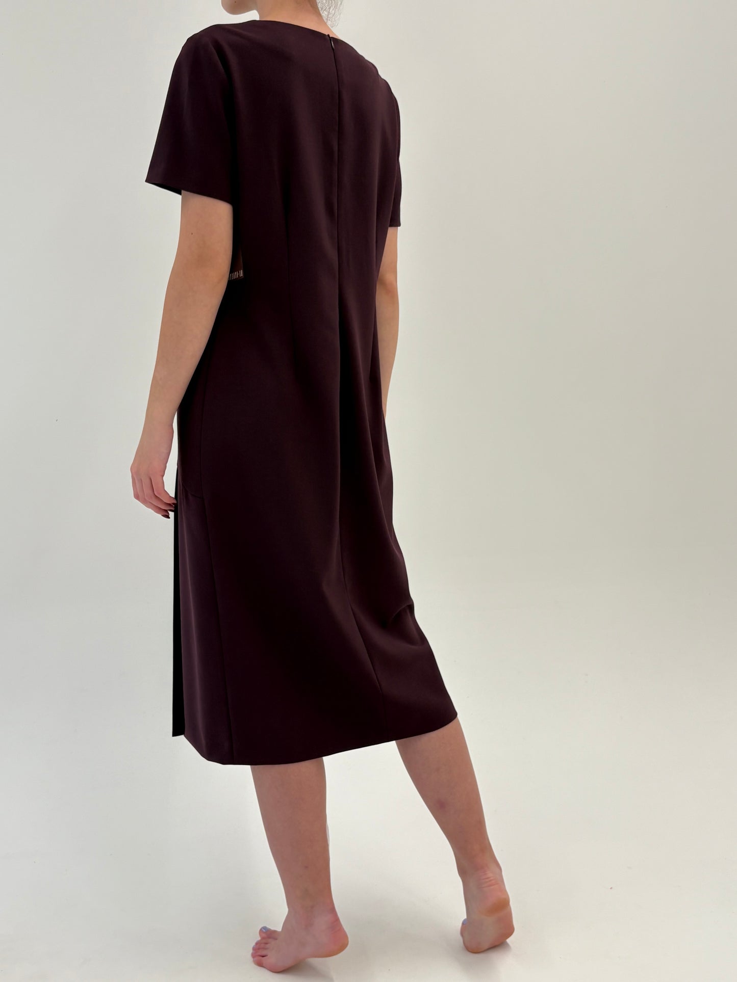 Rochie italiană aubergine business nouă cu eticheta din stofita ușor strech