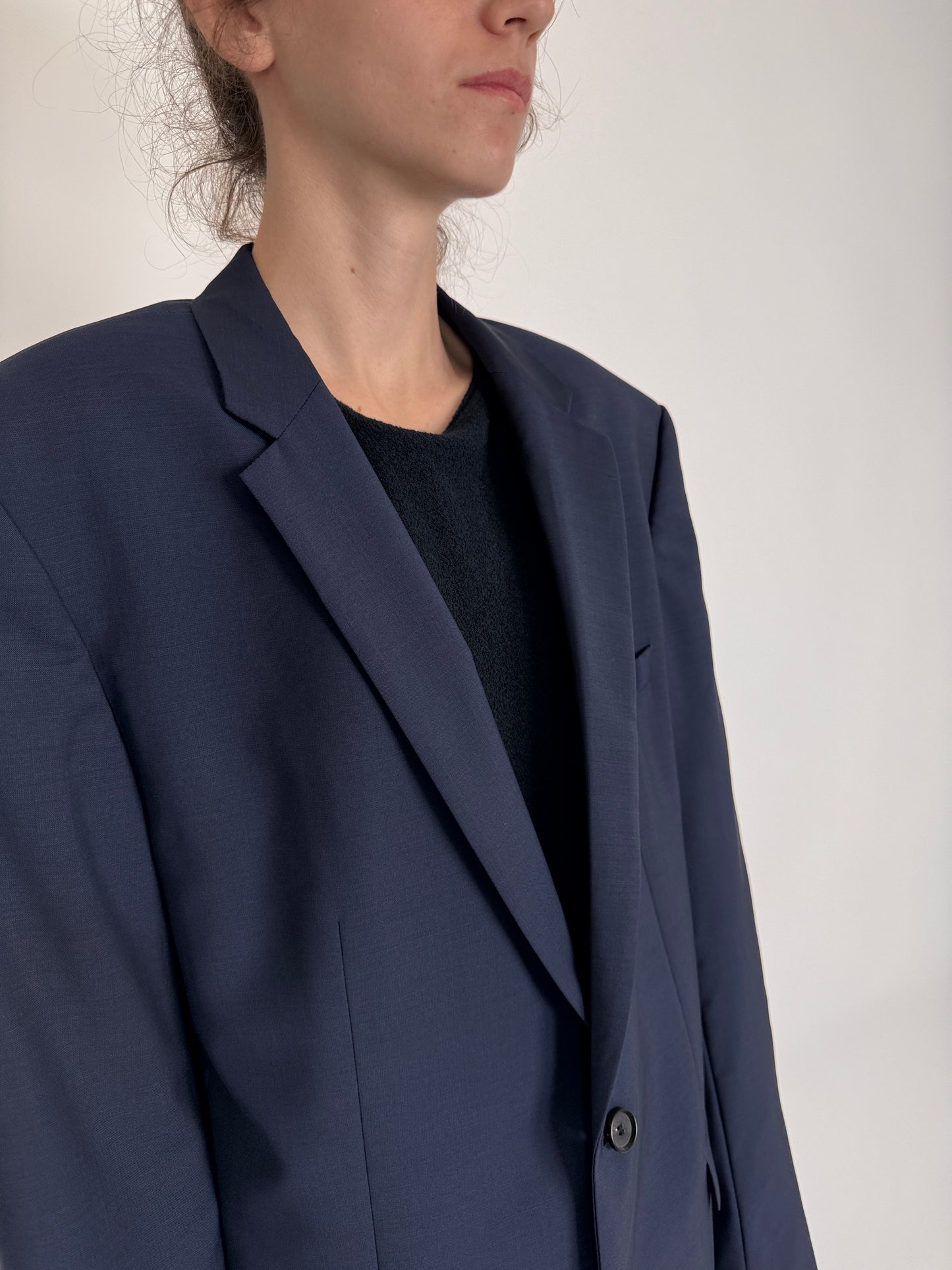 Sacou tall Hugo Boss Navy blue din stofita de vară