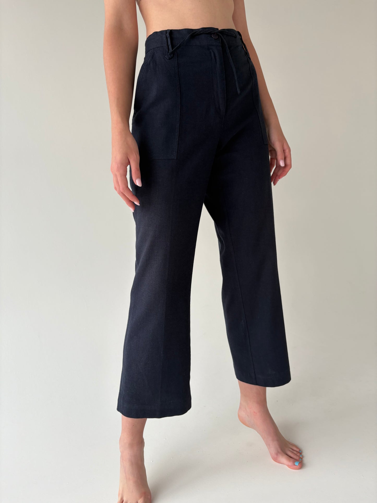 Pantaloni petite Navy blue din pânză