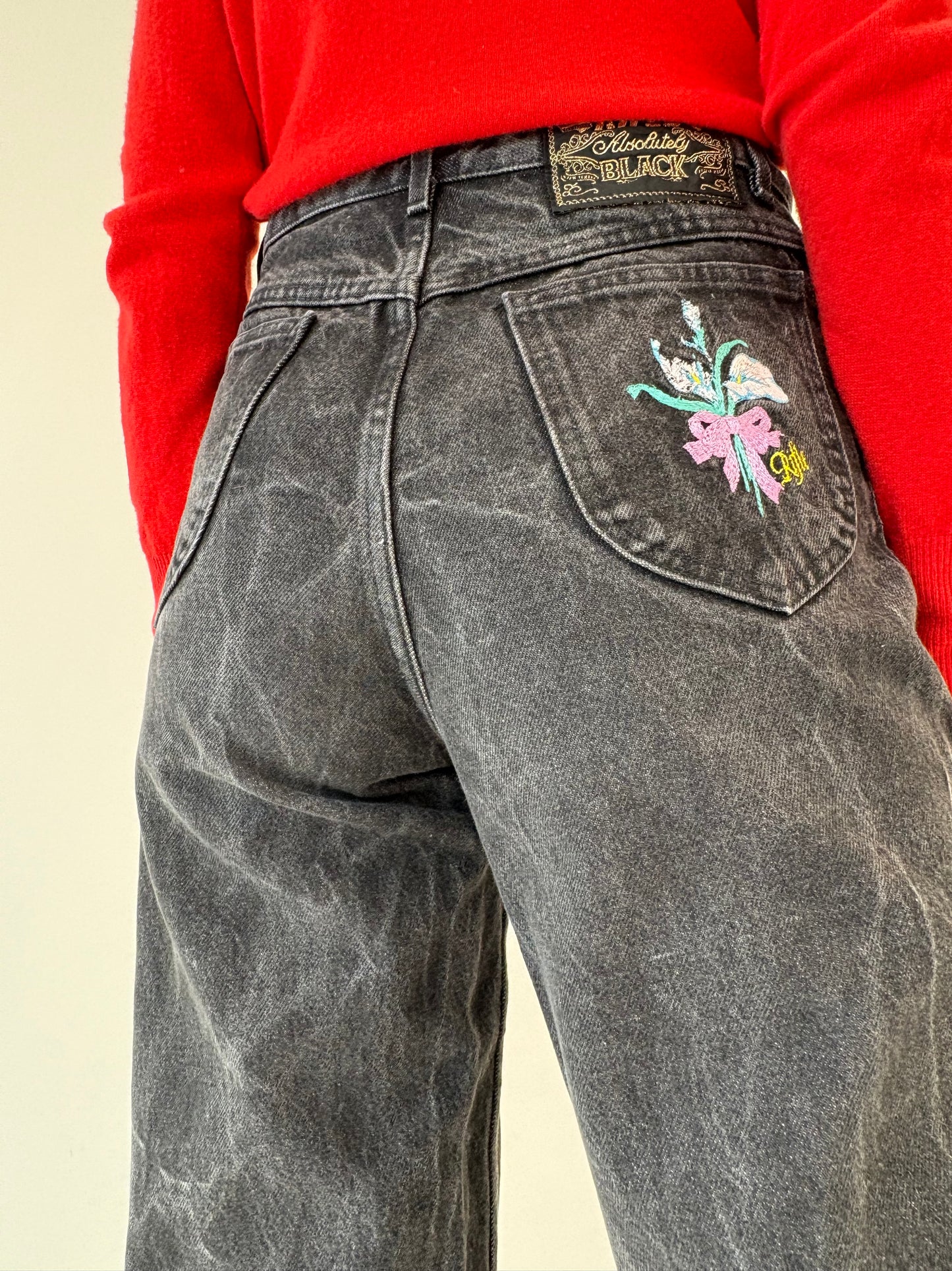 Jeans vintage petite cu talie ultra înaltă dark stone wash