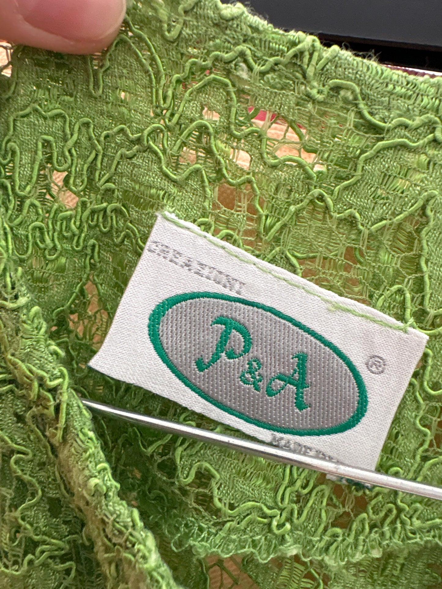 Top vintage verde crud din dantelă guipure ultra confort