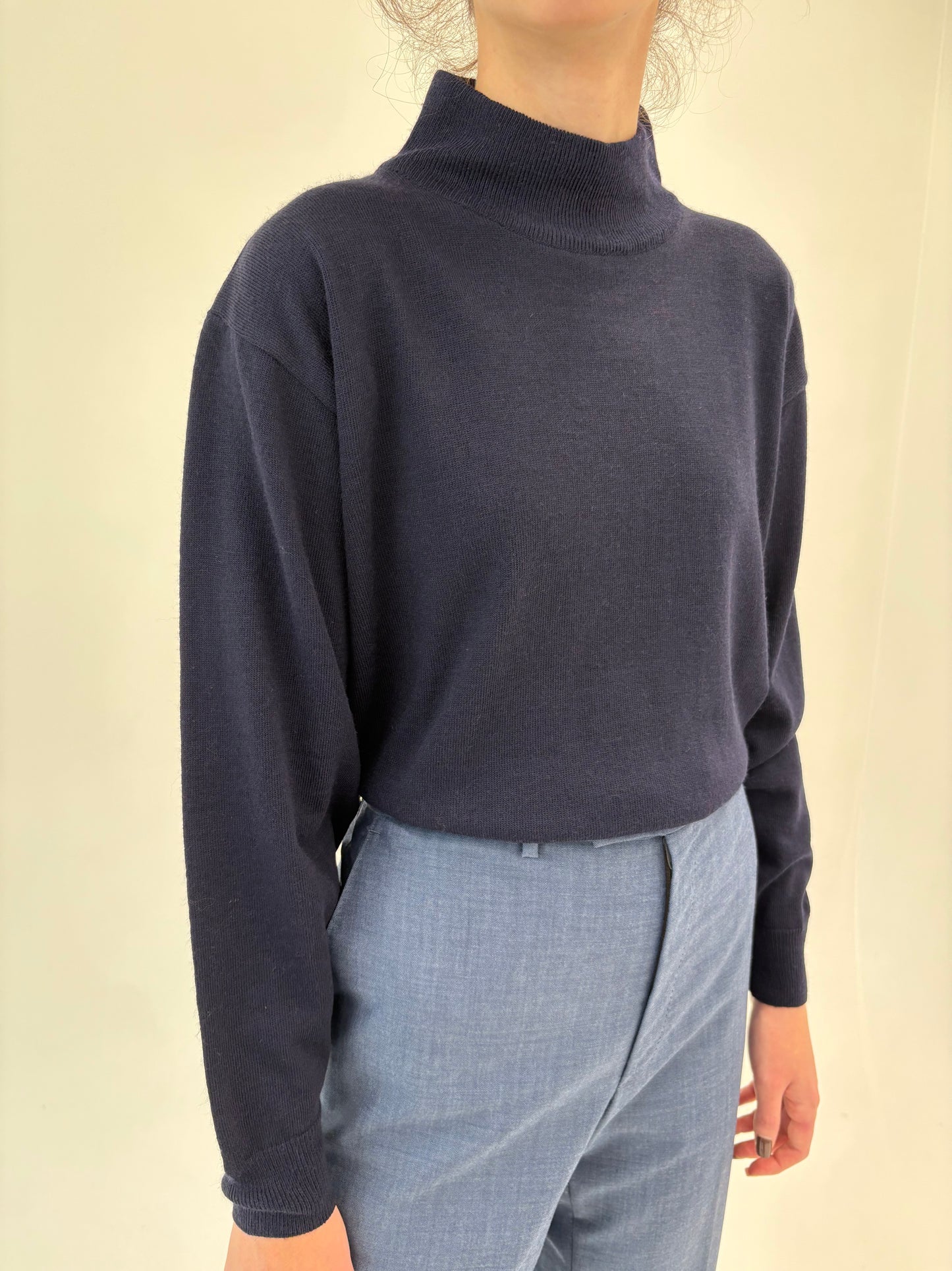 Maleta Navy blue petite din lana extrafina