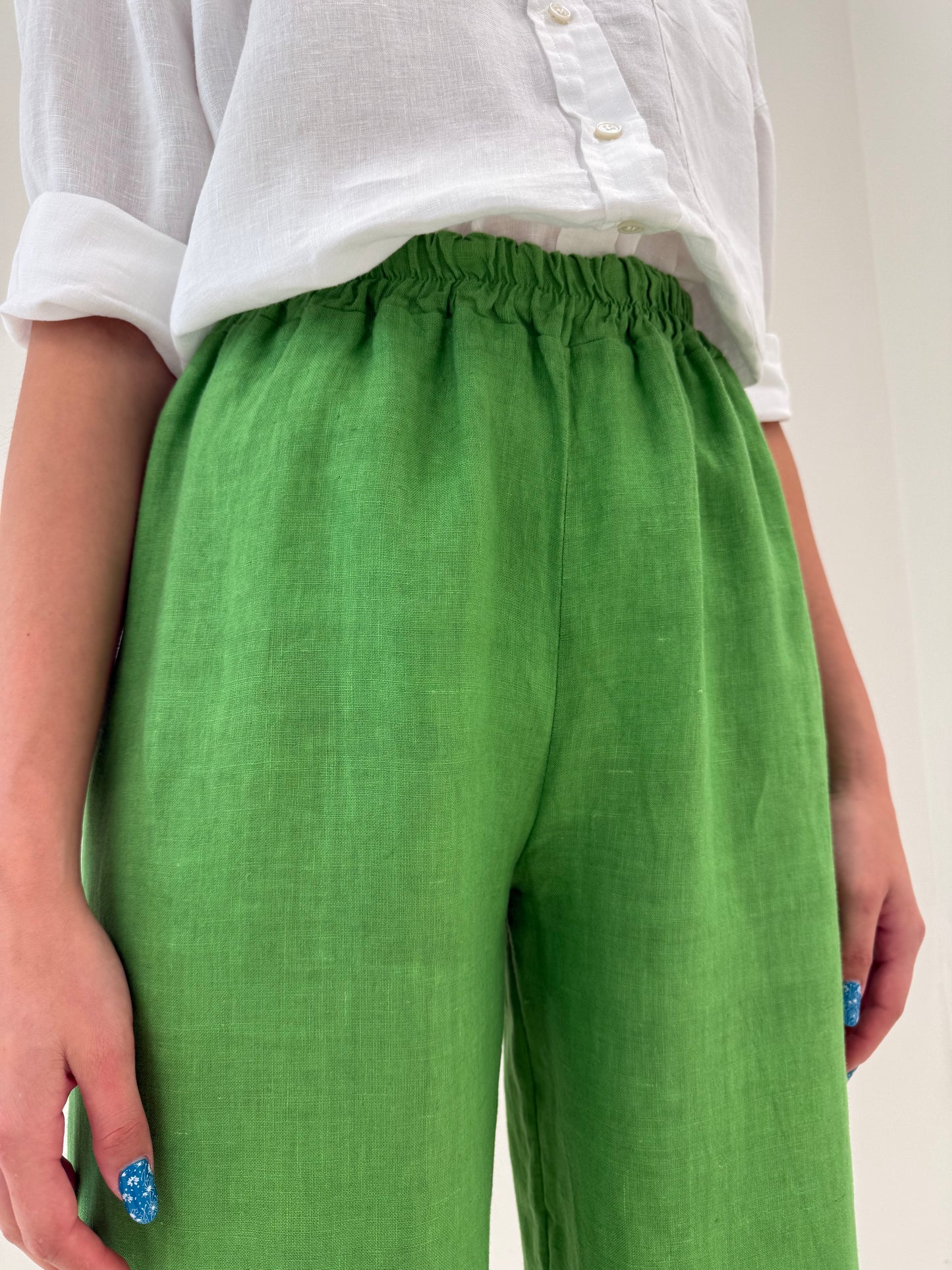Cullotes Kelly green din in premium cu talie ultra înaltă elastică