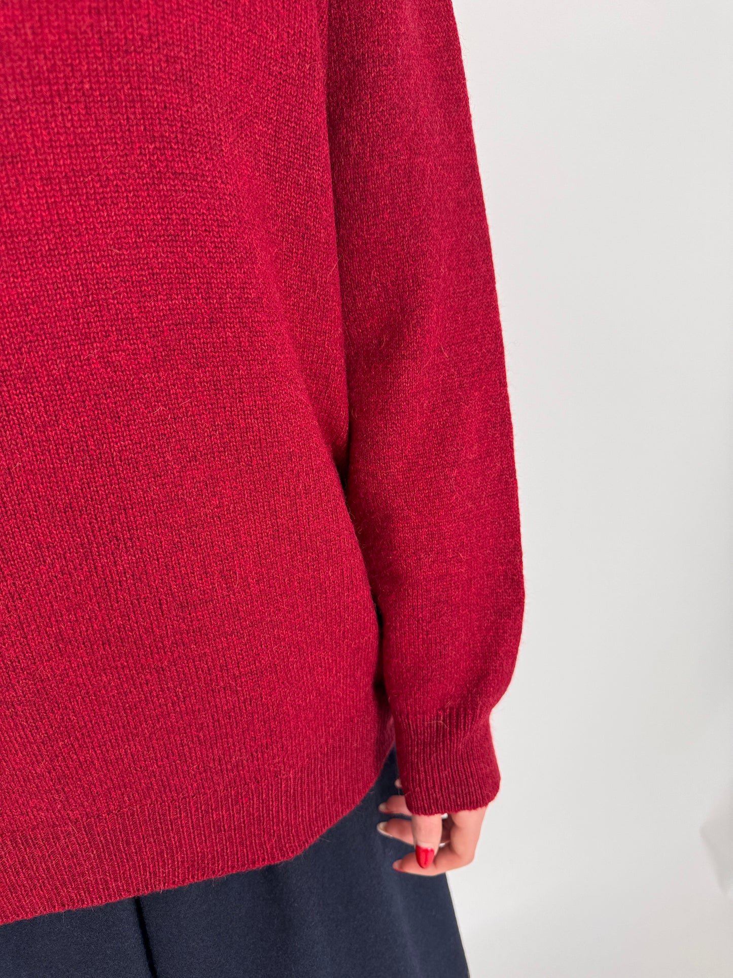 Pulover italian burgundy din lana extrafina de gramaj mare