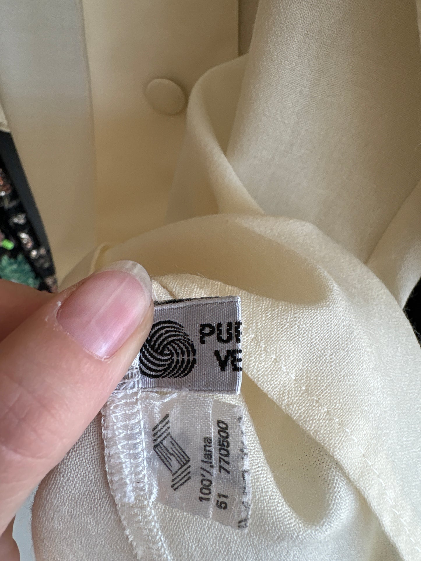 Cămașa vintage italiană butter white din lana pura extrafina certificată