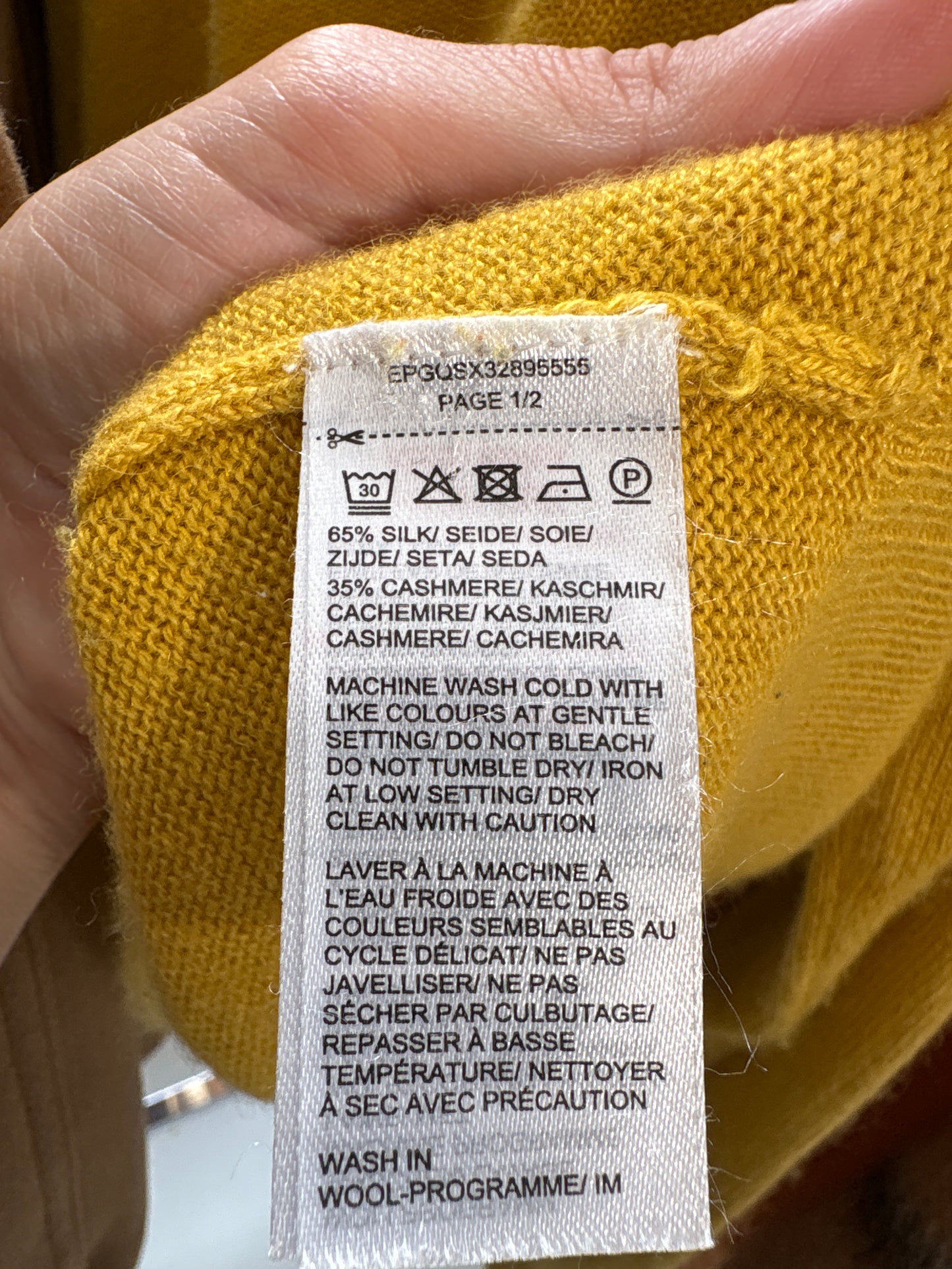 Pulover saffron yellow din cașmir și mătase naturală