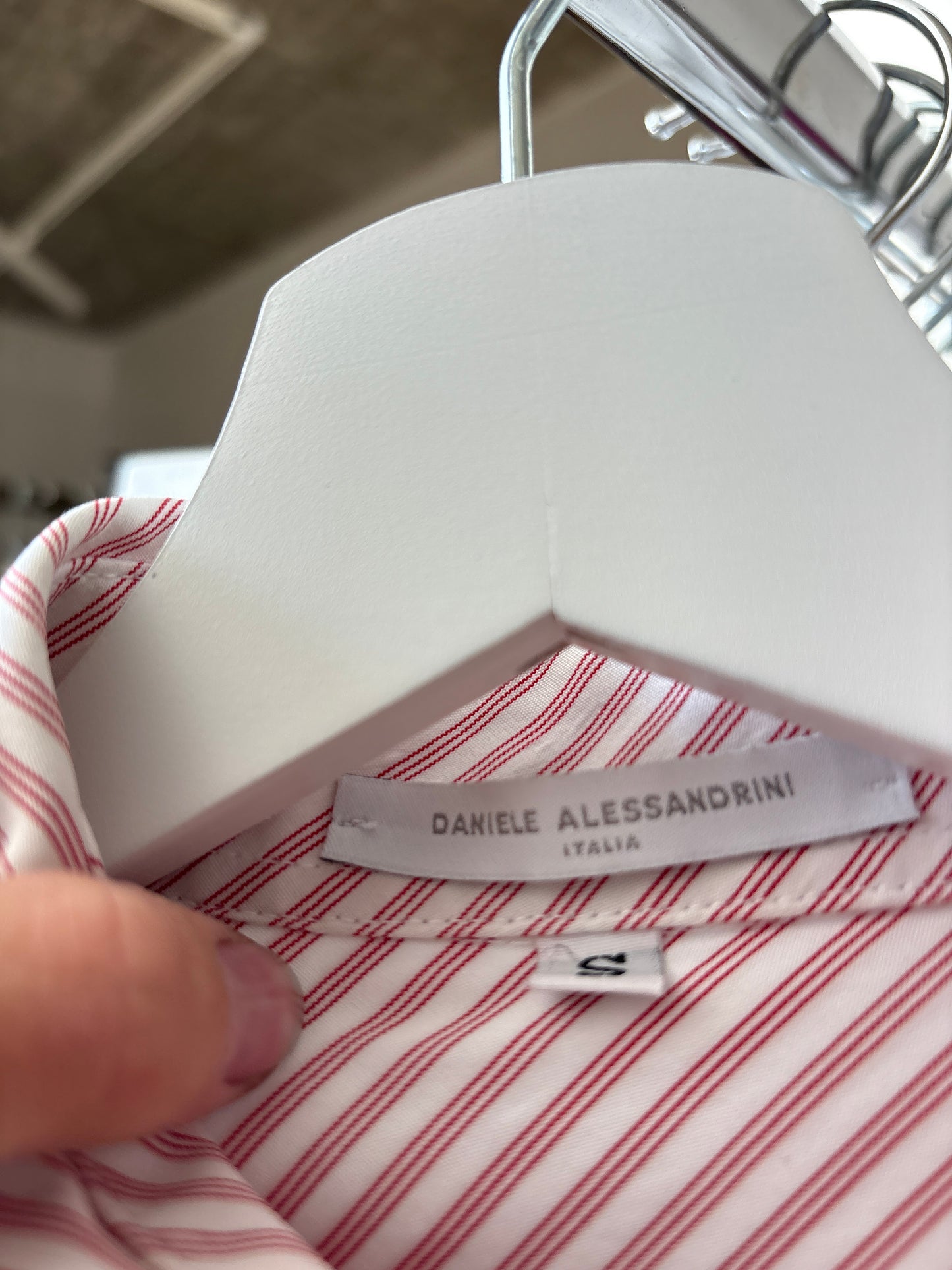 Cămașa luxury italiană cu dungi dark red din poplin gros excepțional