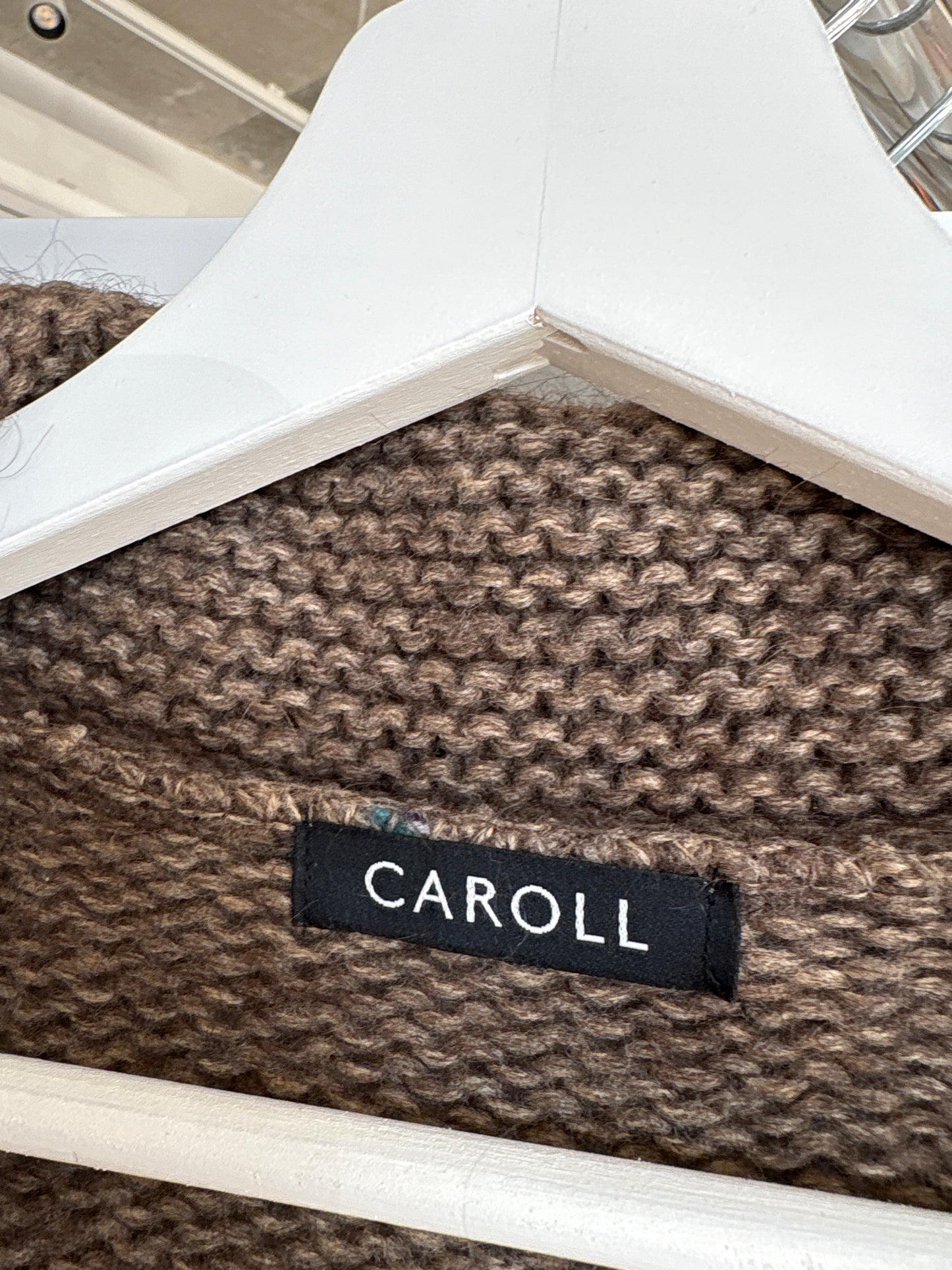 Cardigan taupe din lana excepțională multiply extrafina gros în stil sacou