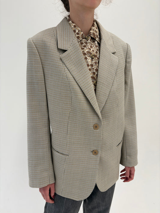 Sacou nude italian pied du coq din lana extrafina și culori neutre