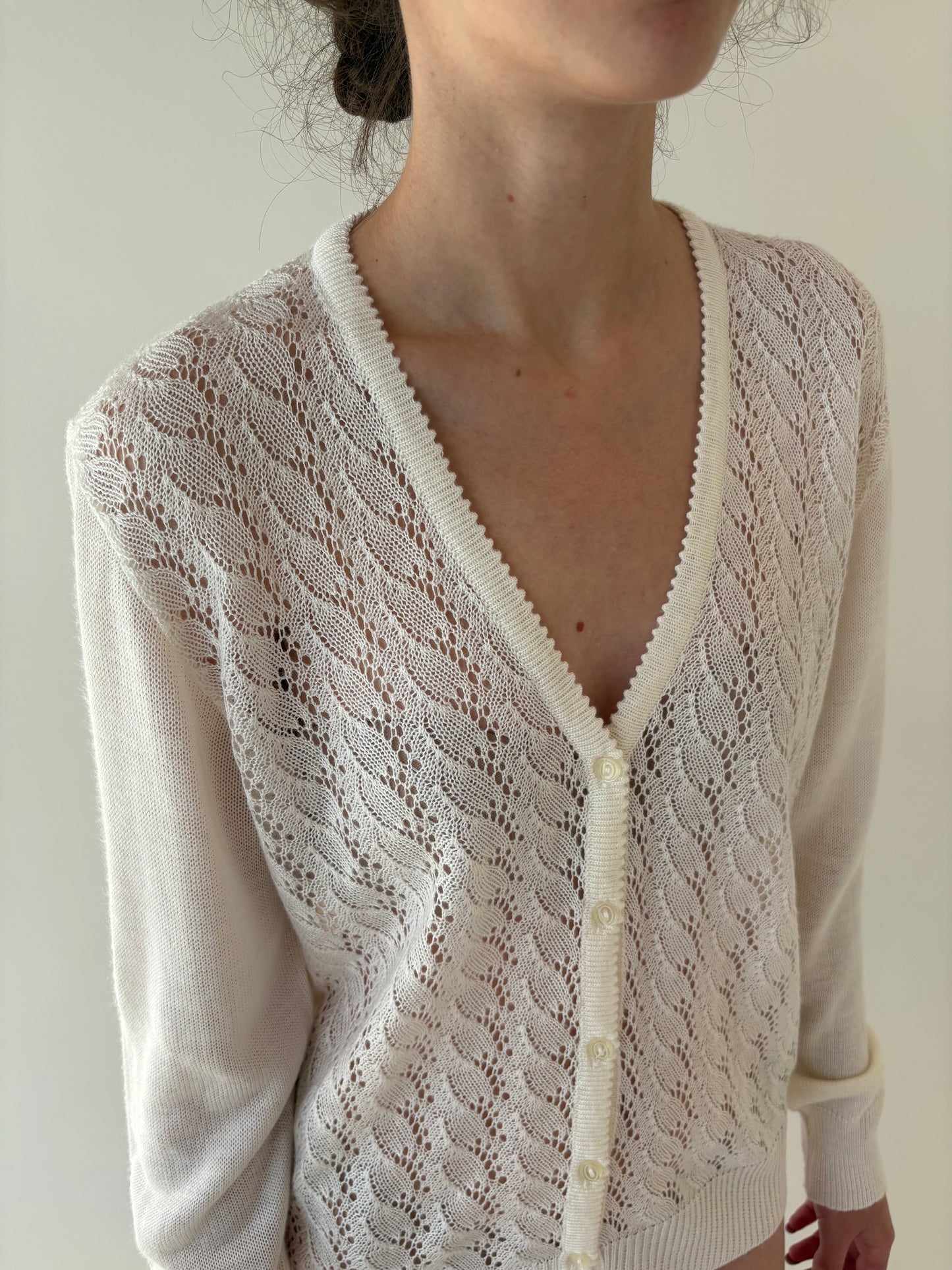 Cardigan vinatge dantelat din mix de lana extrafina