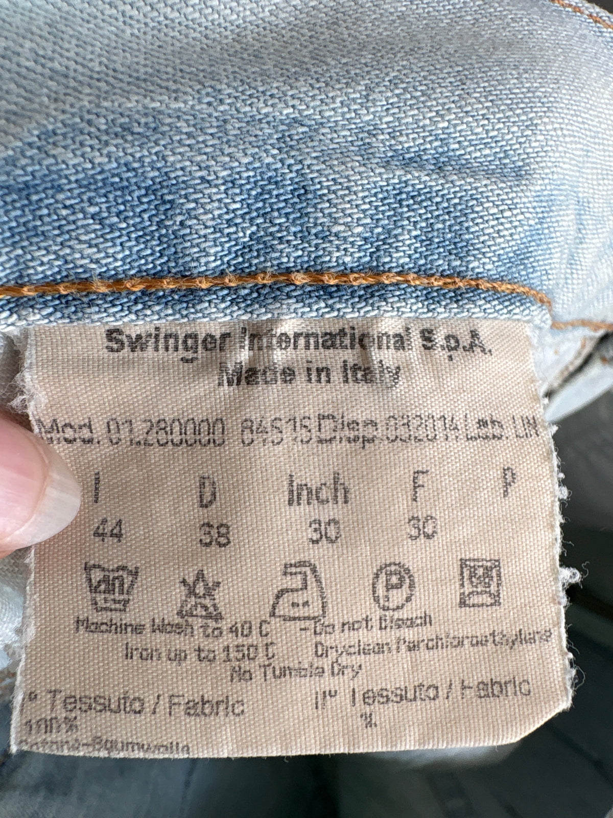 Jeans luxury Rocco Barocco de vară în croi clasic light wash cu talie înaltă