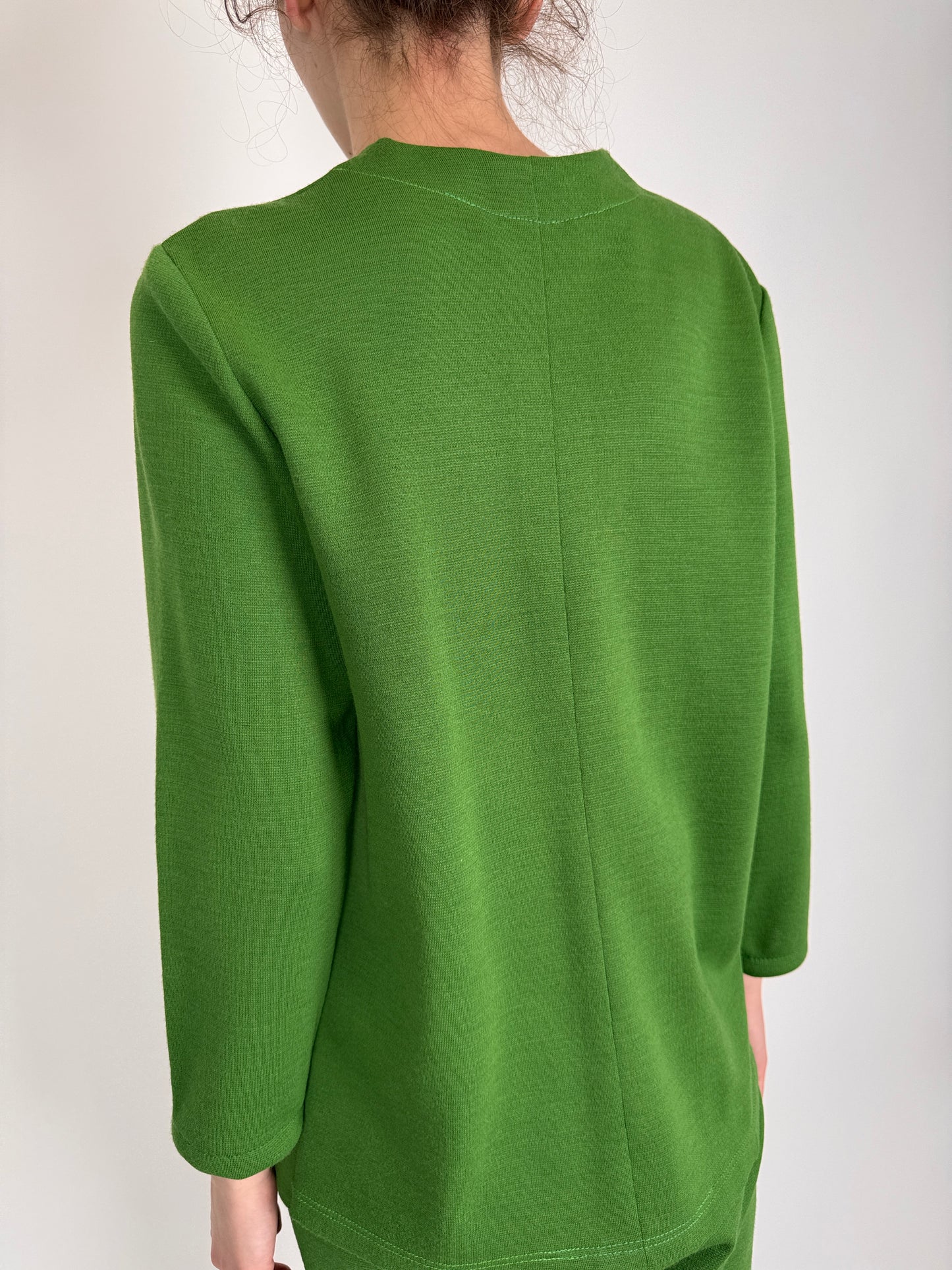 Set vintage kelly green din jerse cu broderie