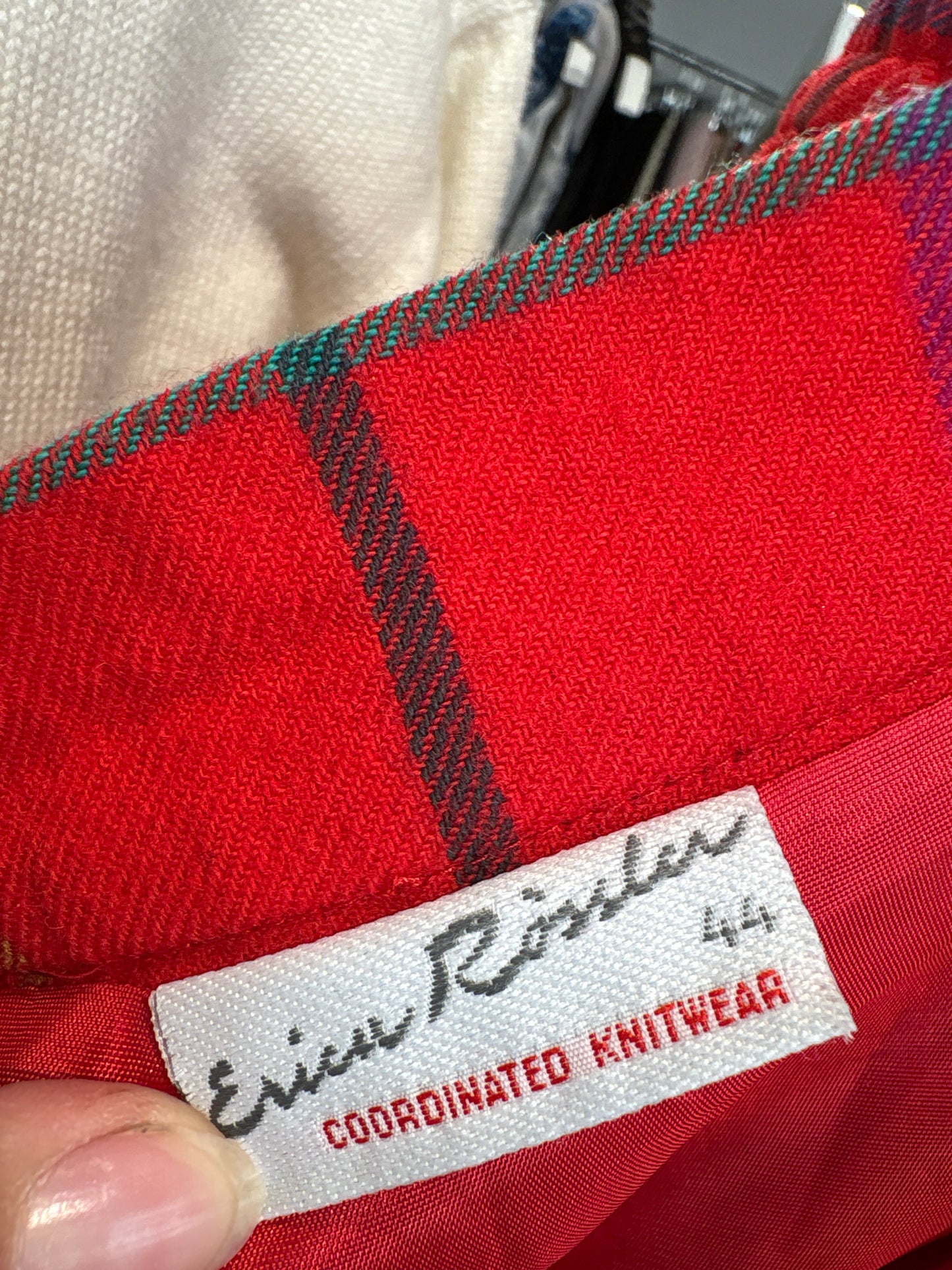 Fustă vintage din Tartan de lana în culori tari cu talie ultra înaltă marcată