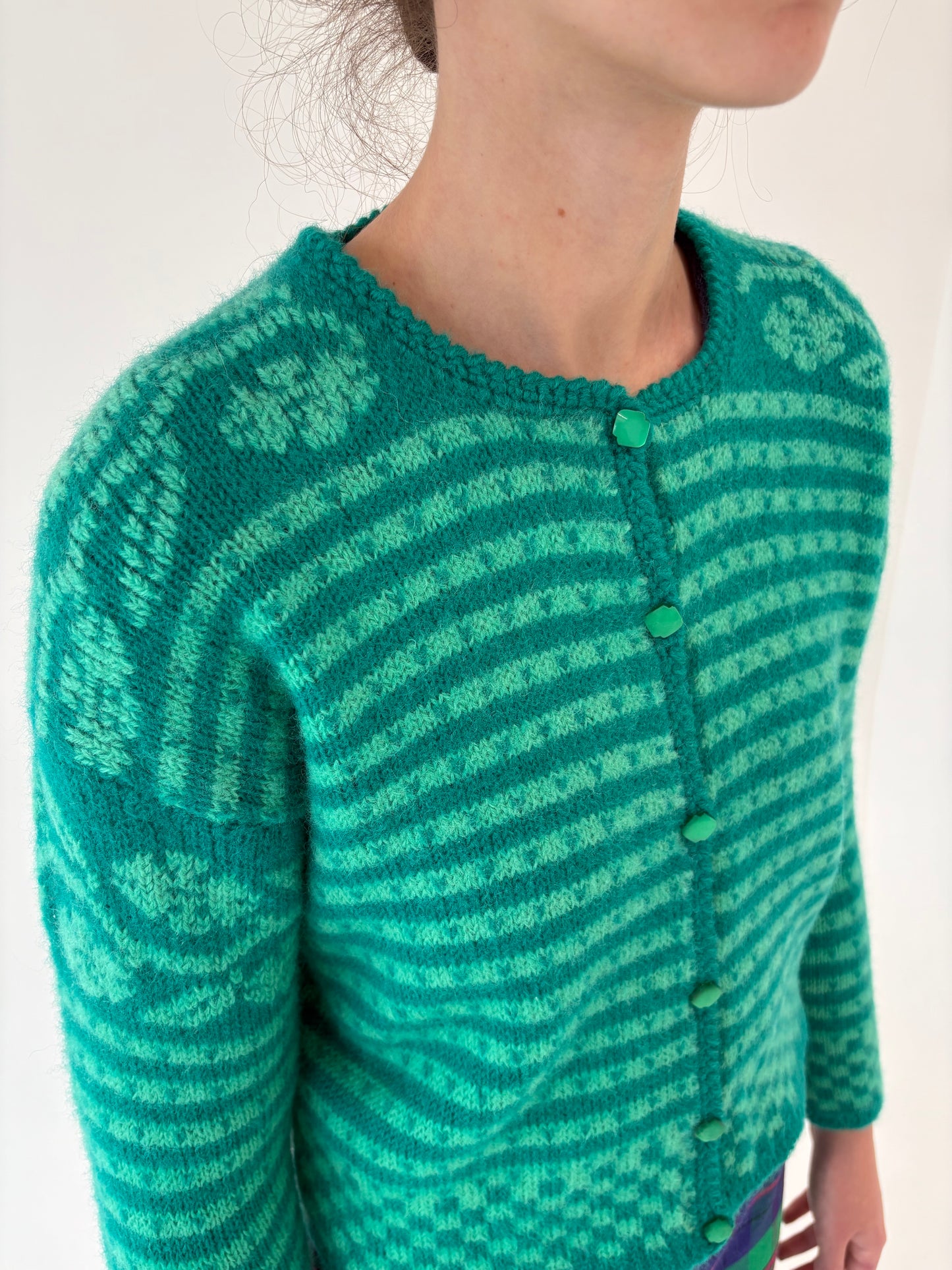 Cardigan vintage gros tip jachetă din lana extrafina