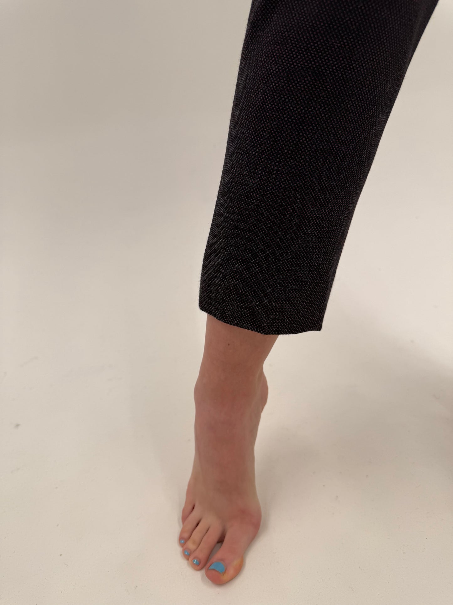 Pantaloni italienești tigareta din stofă texturată de lana extrafina confort