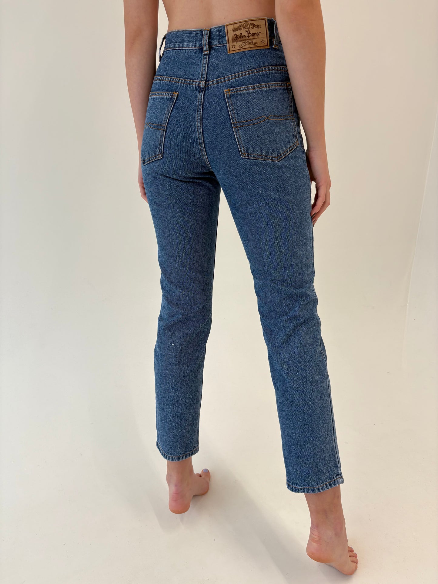 Jeans vintage premium clasic wash cu talie înaltă