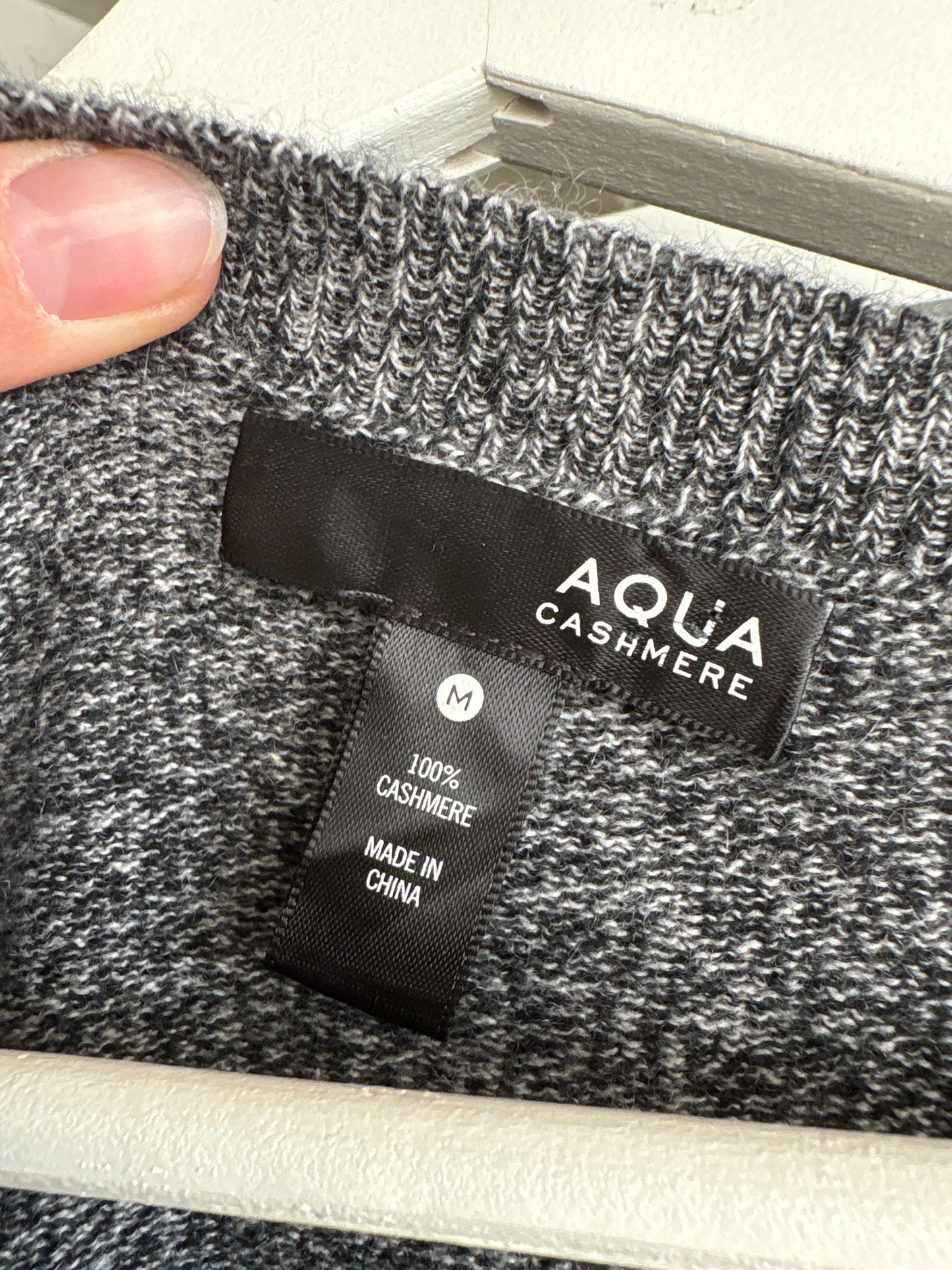 Pulover din cașmir cu decupaje melanj în nuanțe de gri