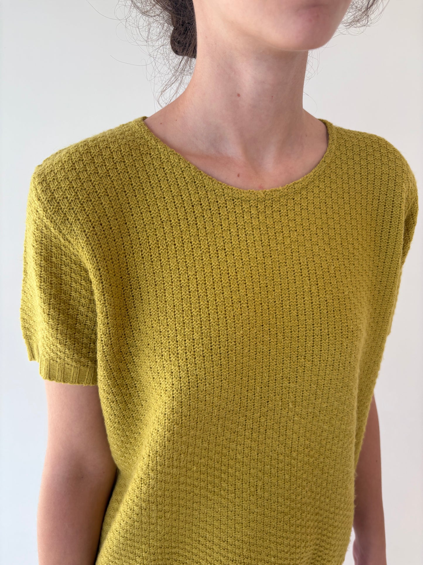 Top texturat lime green din mix de lana extrafina