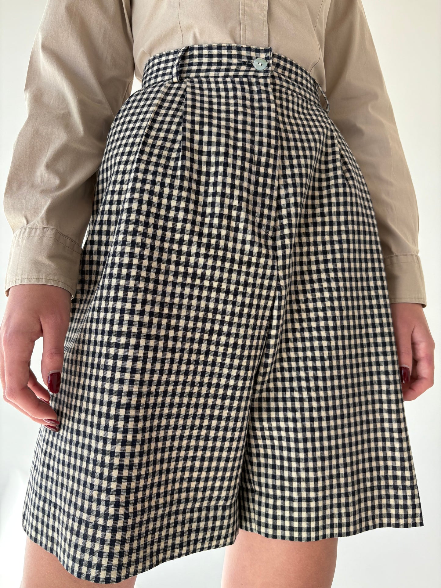 Pantaloni cu pense camel cu Navy blue din stofita de lana extrafina