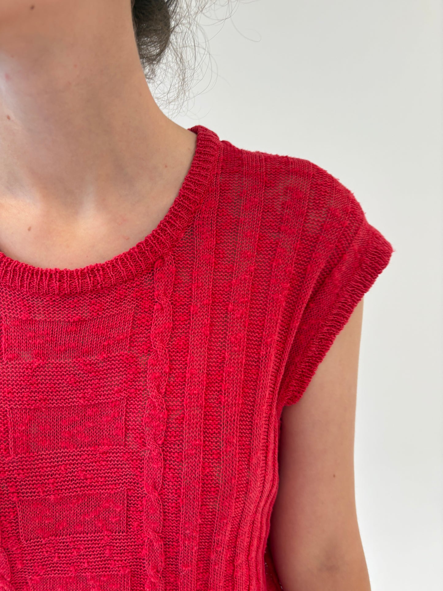 Top old vintage italian din jerse cherry red excepțional de bumbac