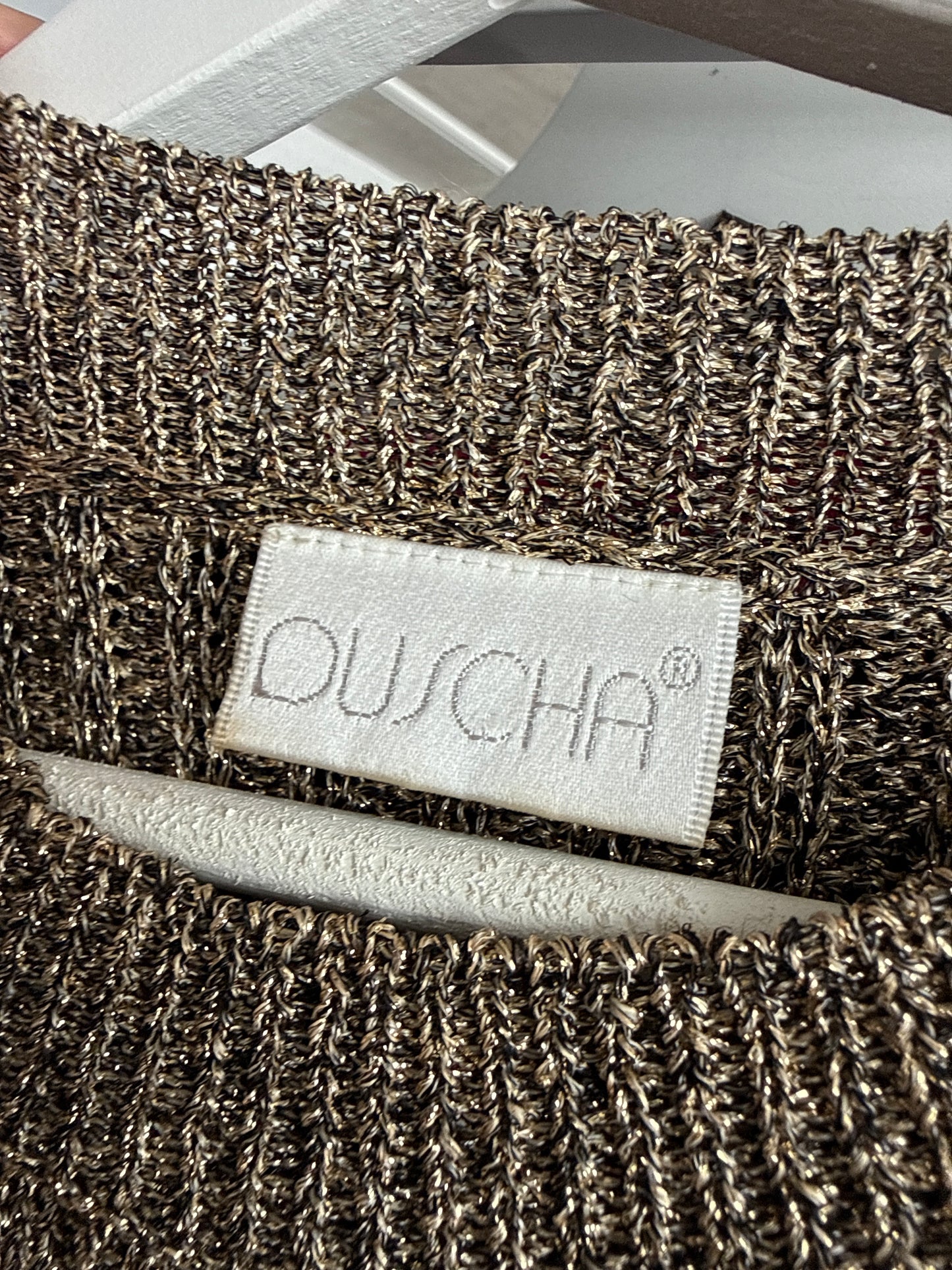 Puloveras tall subțire din bumbac și lurex extrem de fin auriu