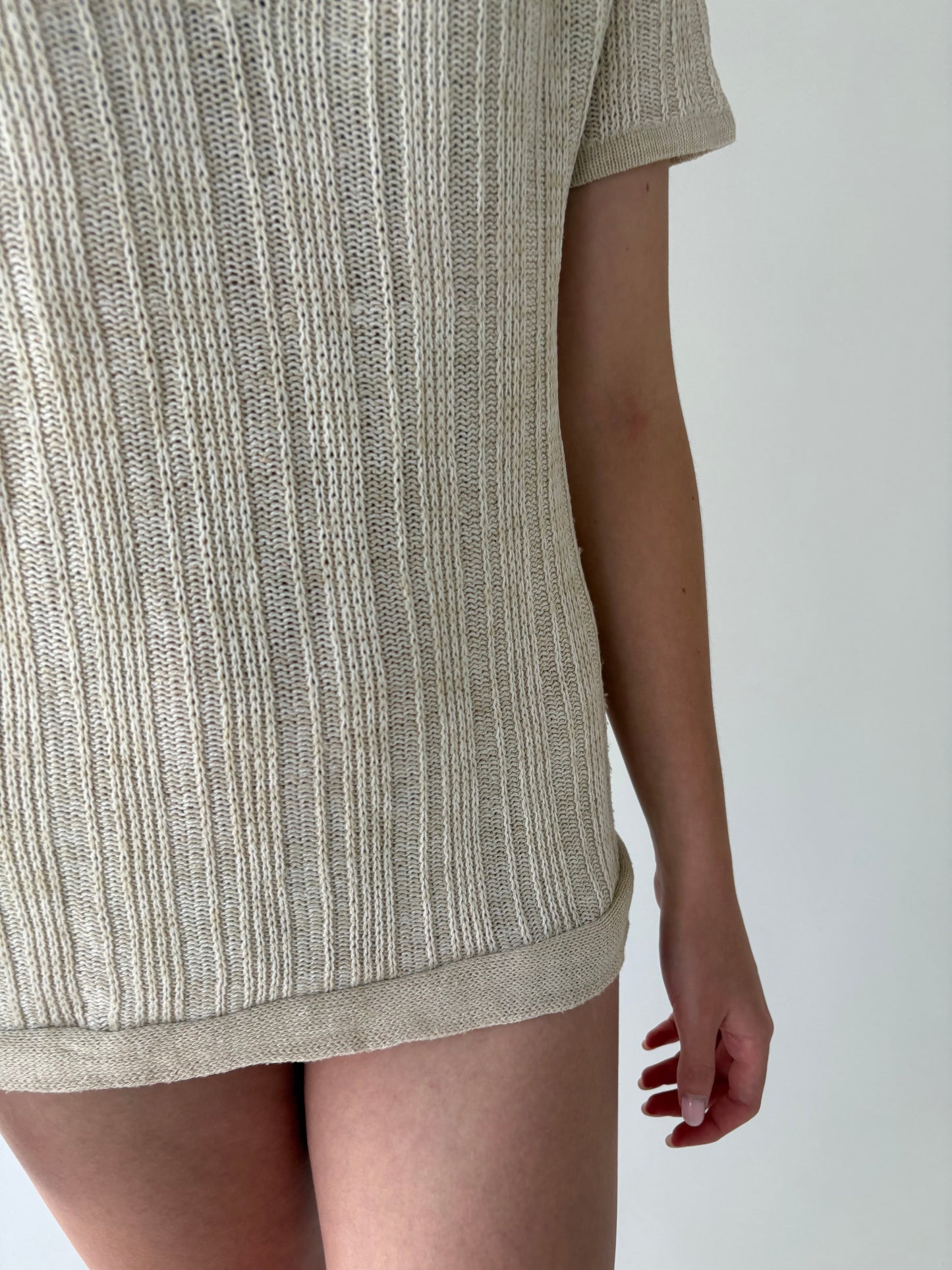 Top vintage italian în nuanțe superbe de nude din jerse de vară
